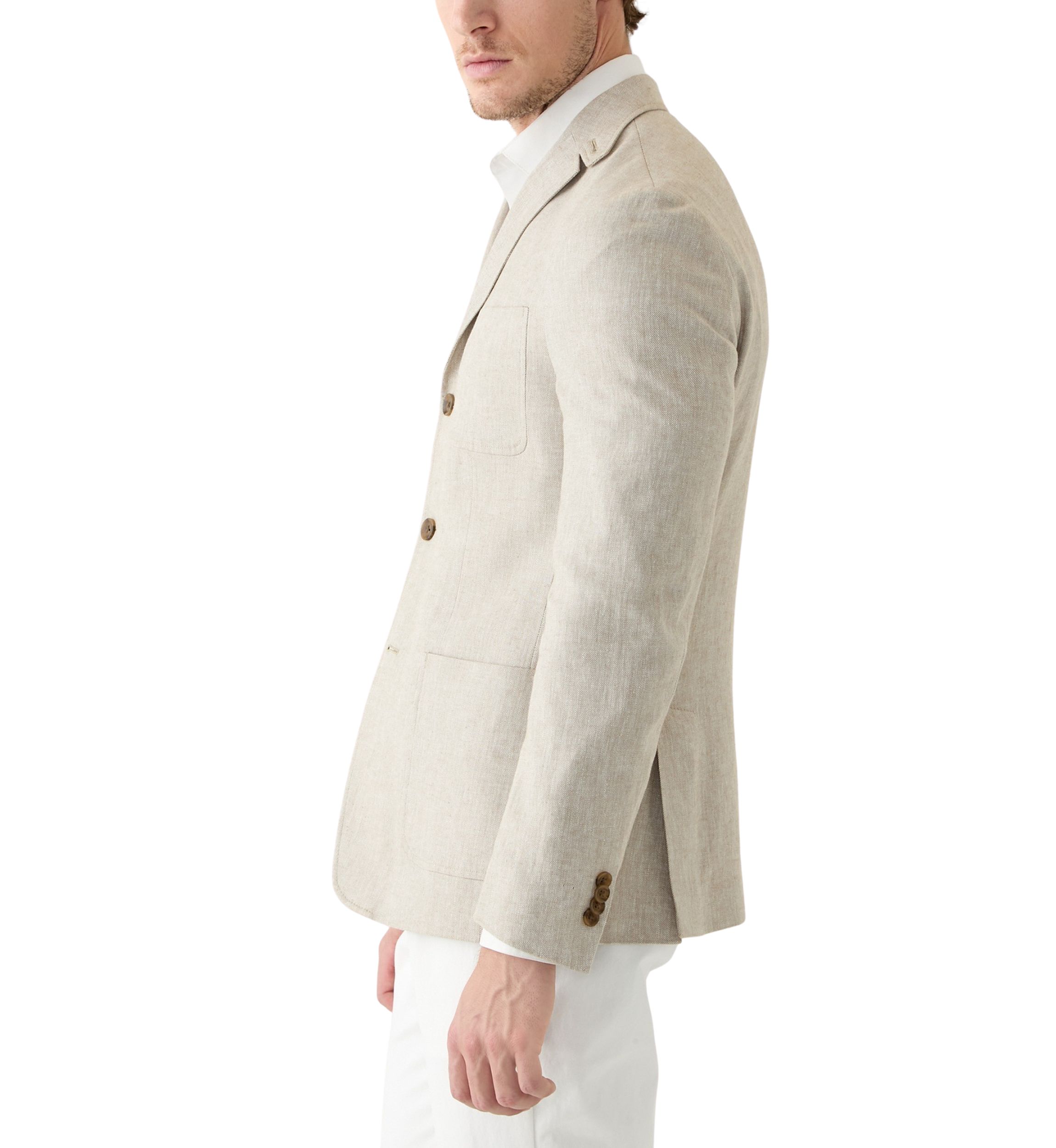 Linen 3-Button Roll Collar Sport Coat 
