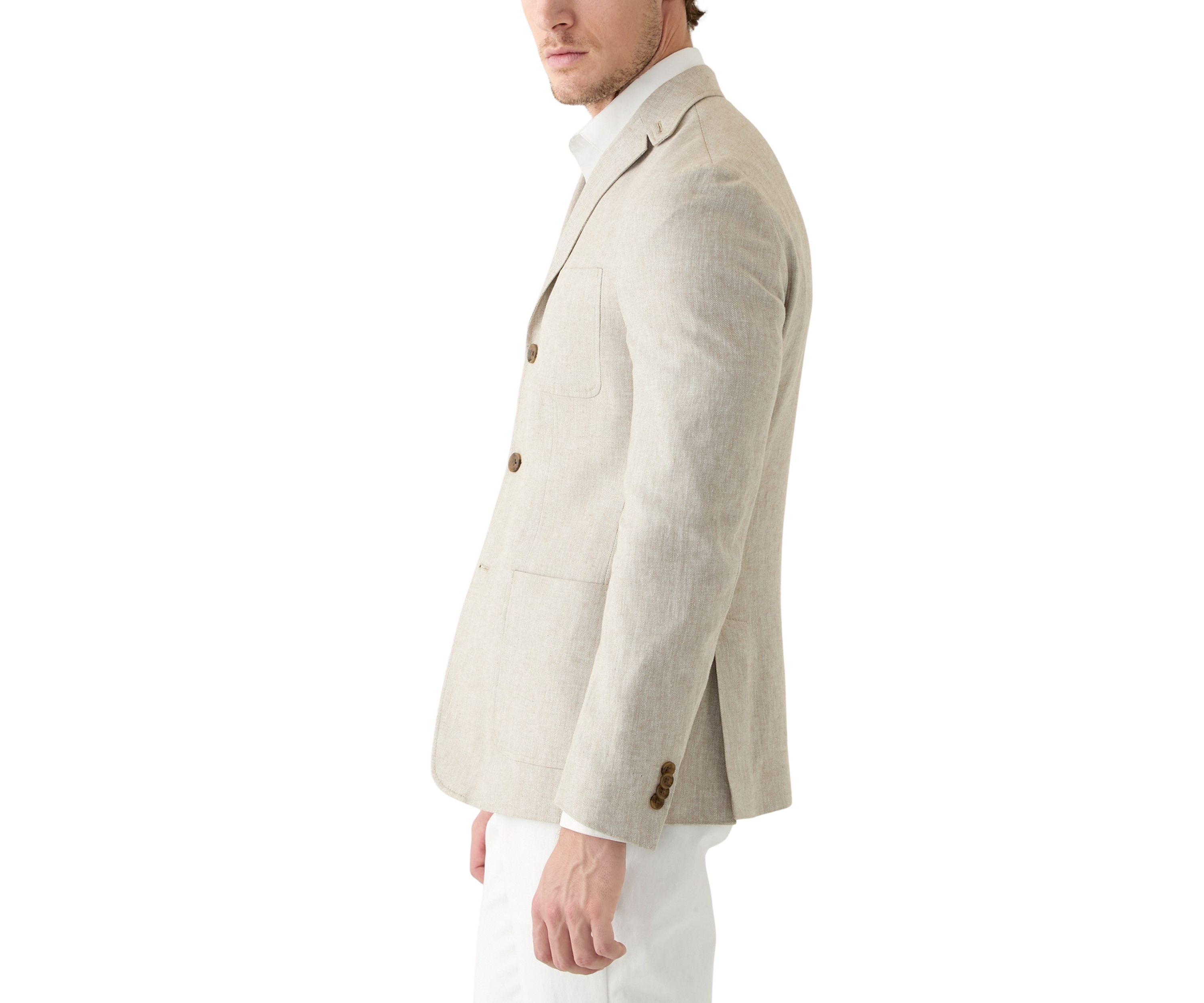 Linen 3-Button Roll Collar Sport Coat 
