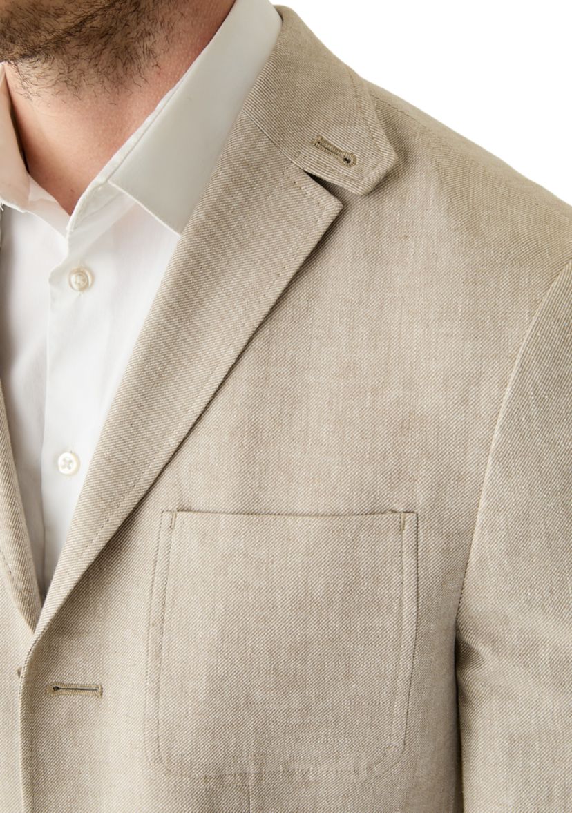 Linen 3-Button Roll Collar Sport Coat 