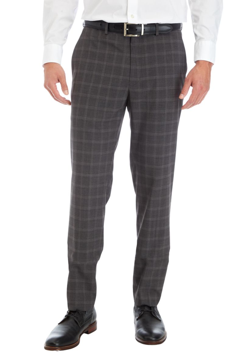 Mens Gray Plaid Pants
