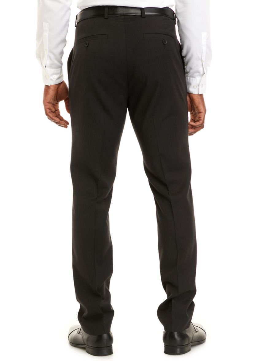 Mens Solid Flat Front Dress Pants