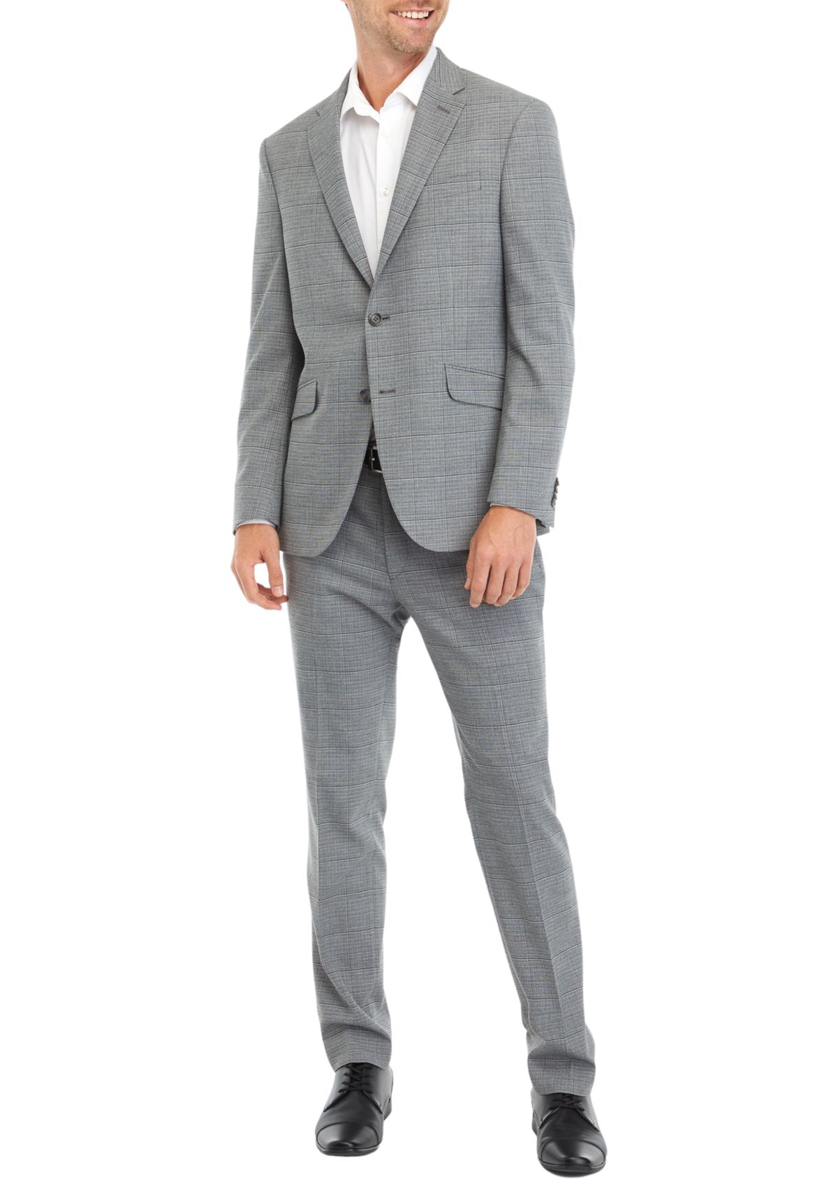 Mens Gray Windowpane Suit Separate Pants