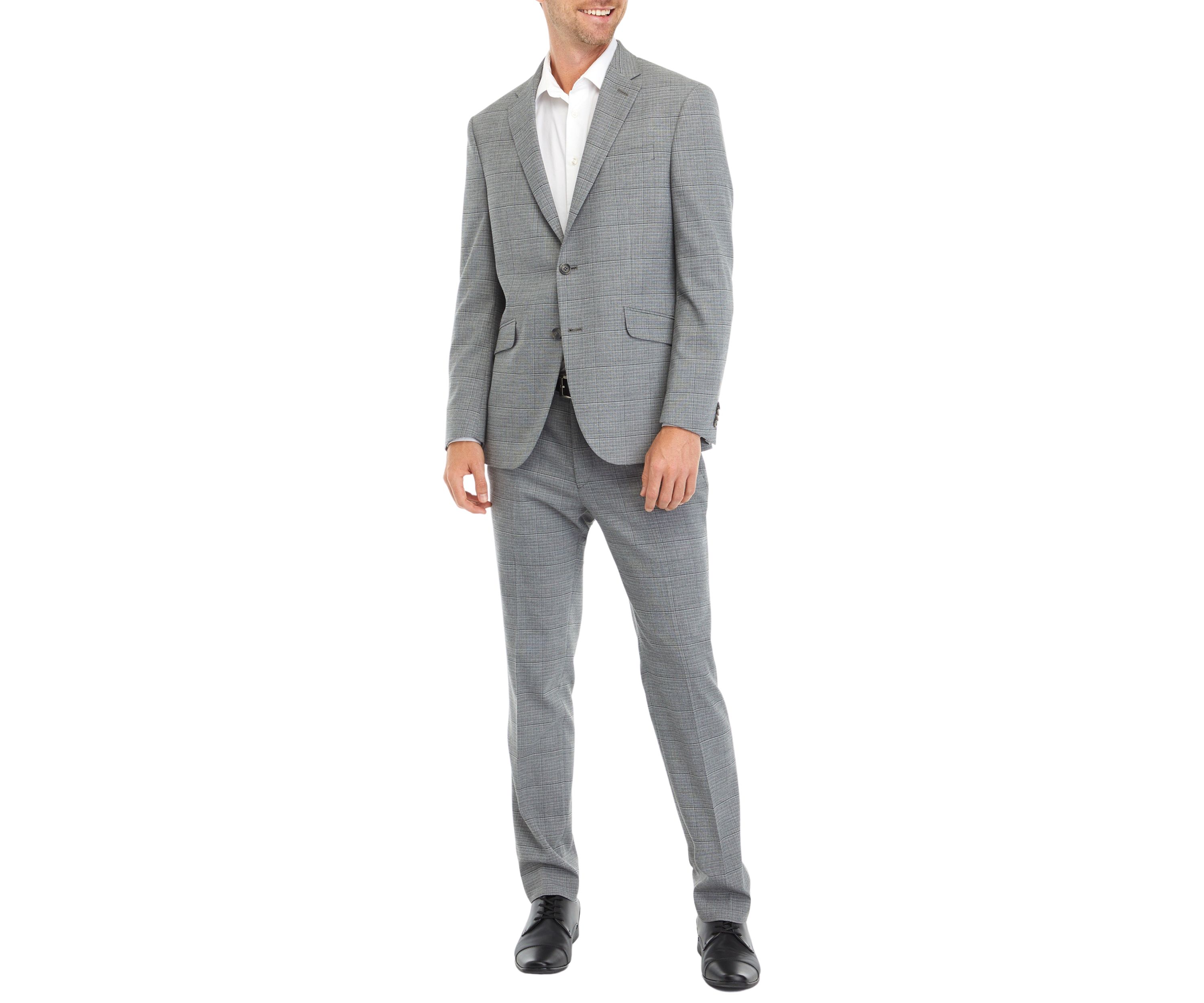 Mens Gray Windowpane Suit Separate Pants