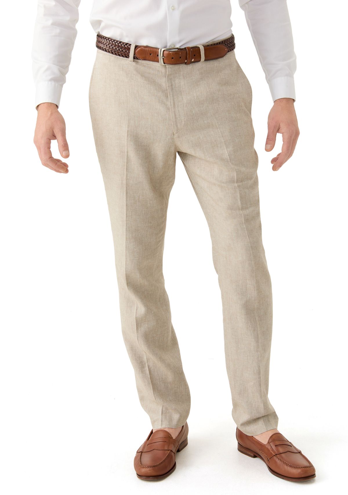 Mens Linen Blend Solid Pants