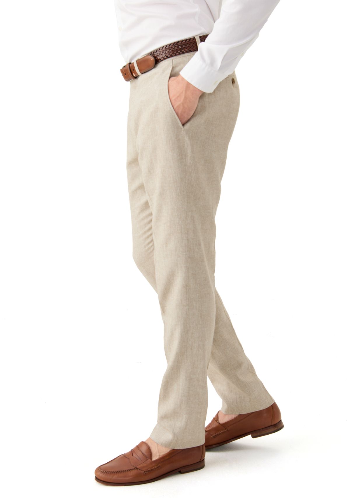 Mens Linen Blend Solid Pants