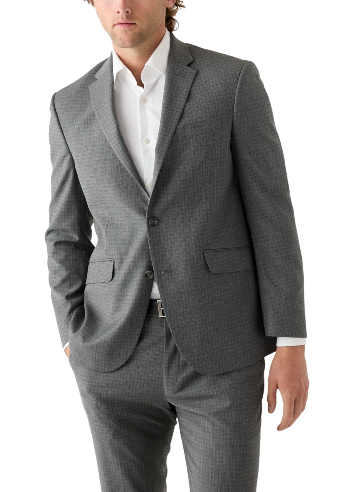 Mens Black Gray Graph Check Printed Suit Separate Jacket