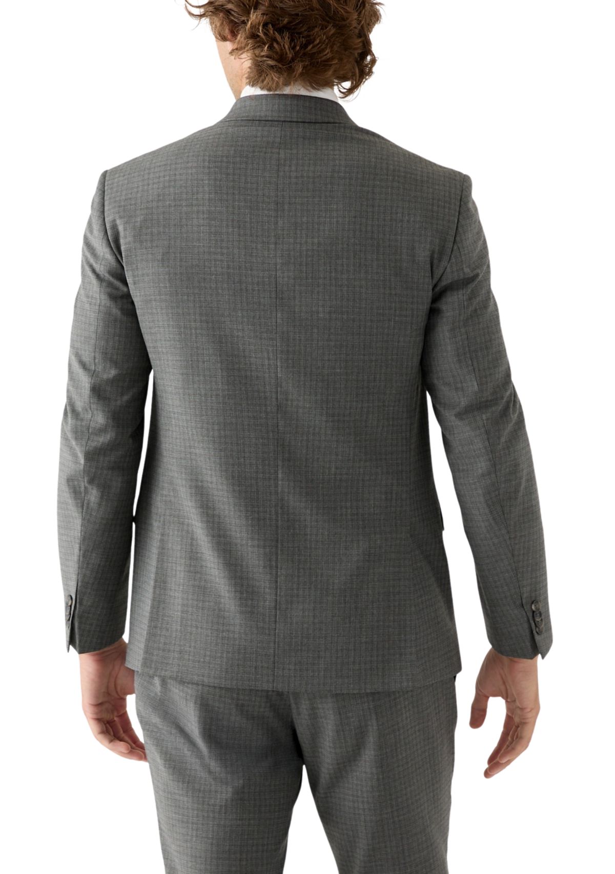 Mens Black Gray Graph Check Printed Suit Separate Jacket