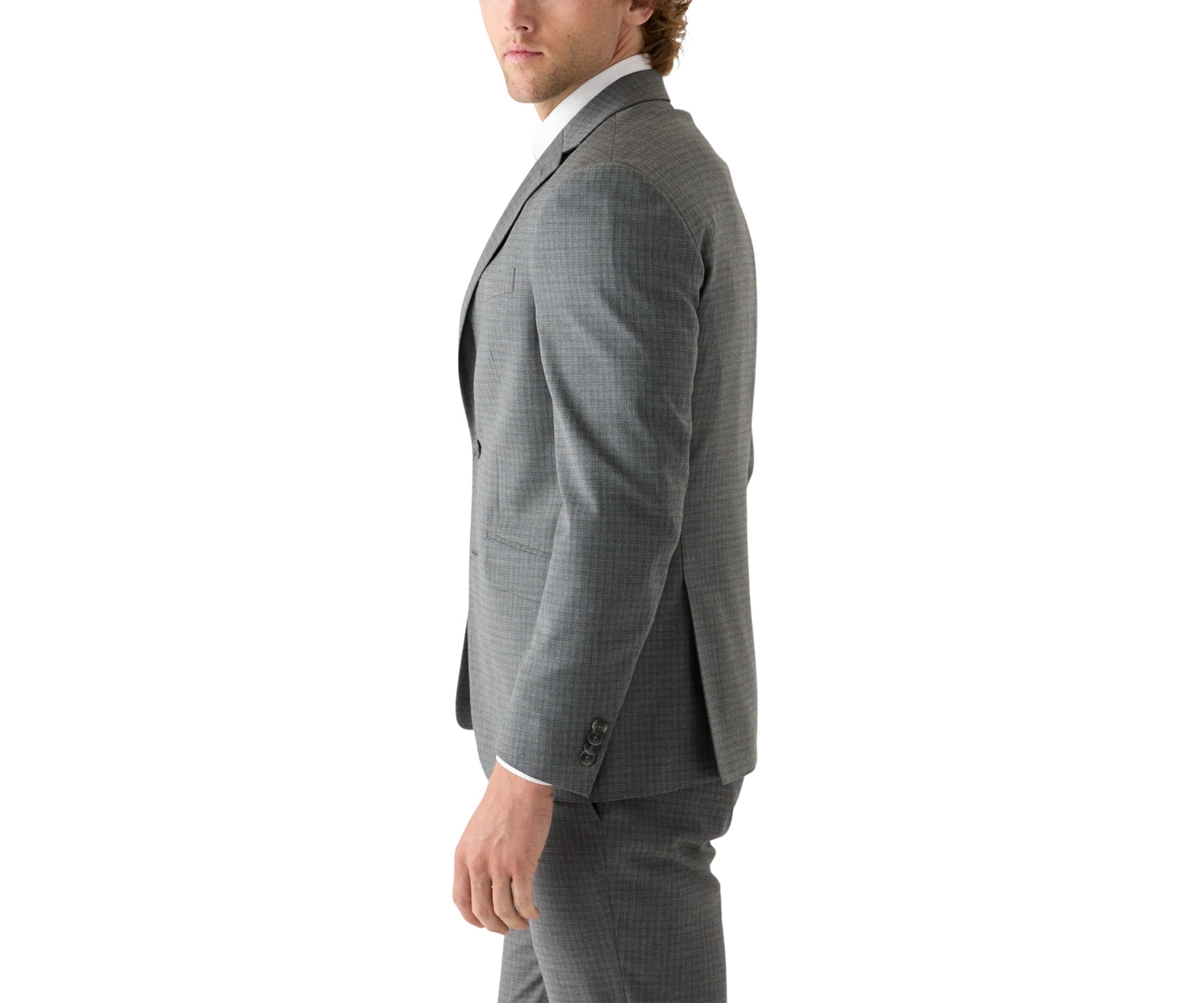 Mens Black Gray Graph Check Printed Suit Separate Jacket