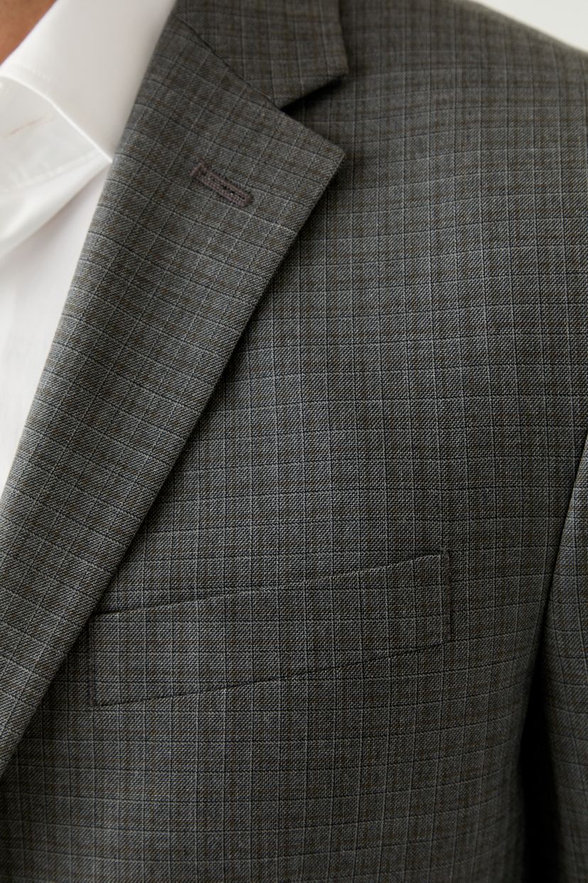 Mens Black Gray Graph Check Printed Suit Separate Jacket