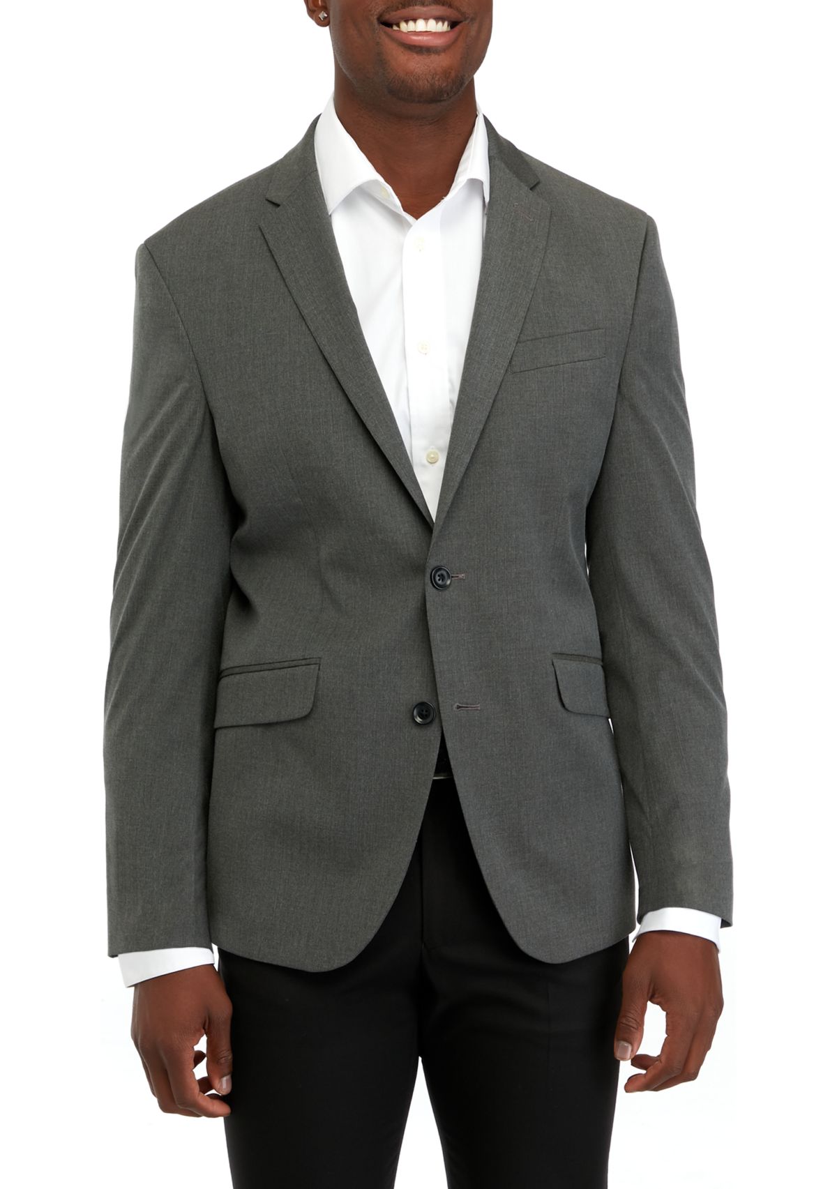 Mens Single Breasted Gray Stripe Sport Coat