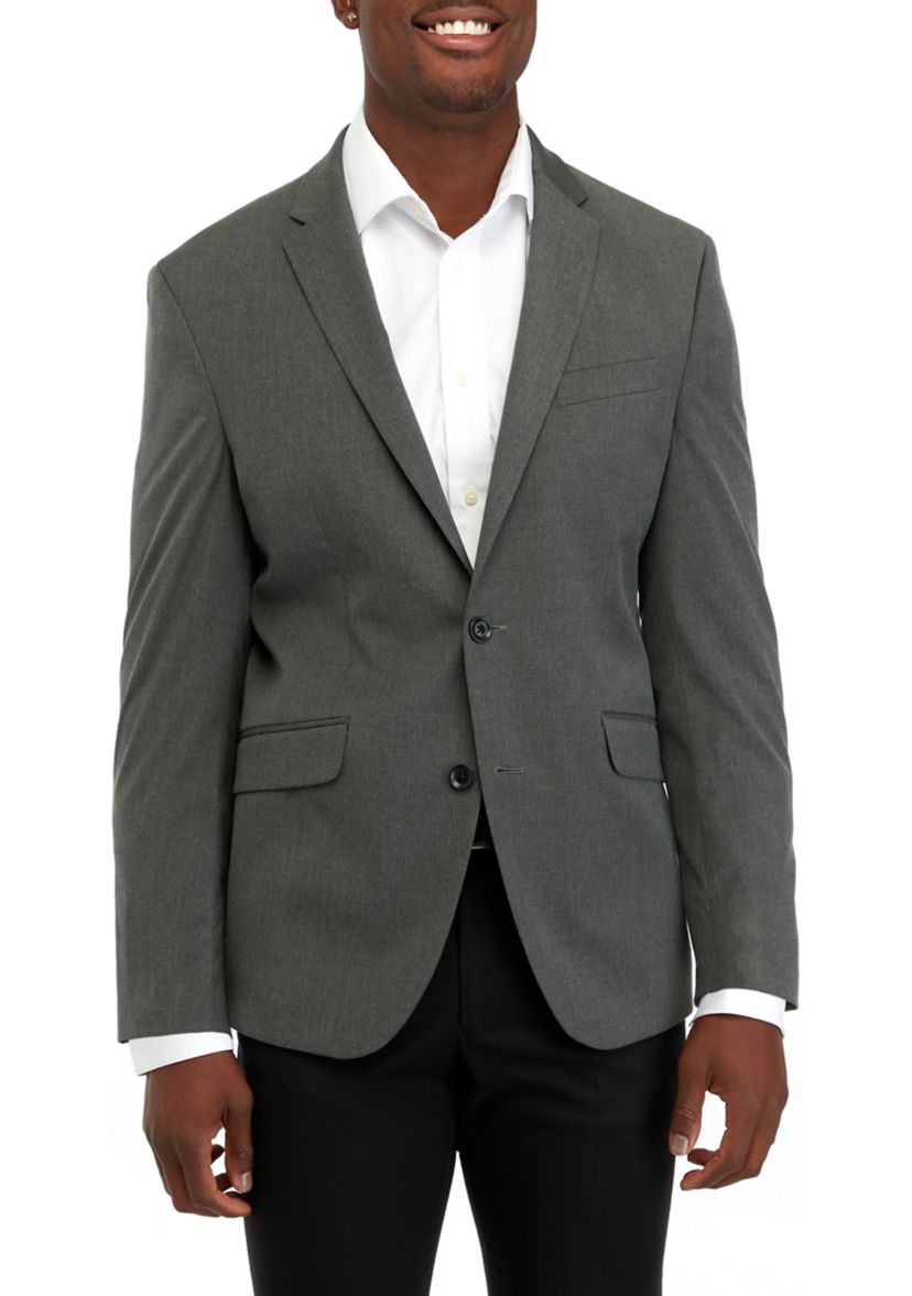 Mens Single Breasted Gray Stripe Sport Coat