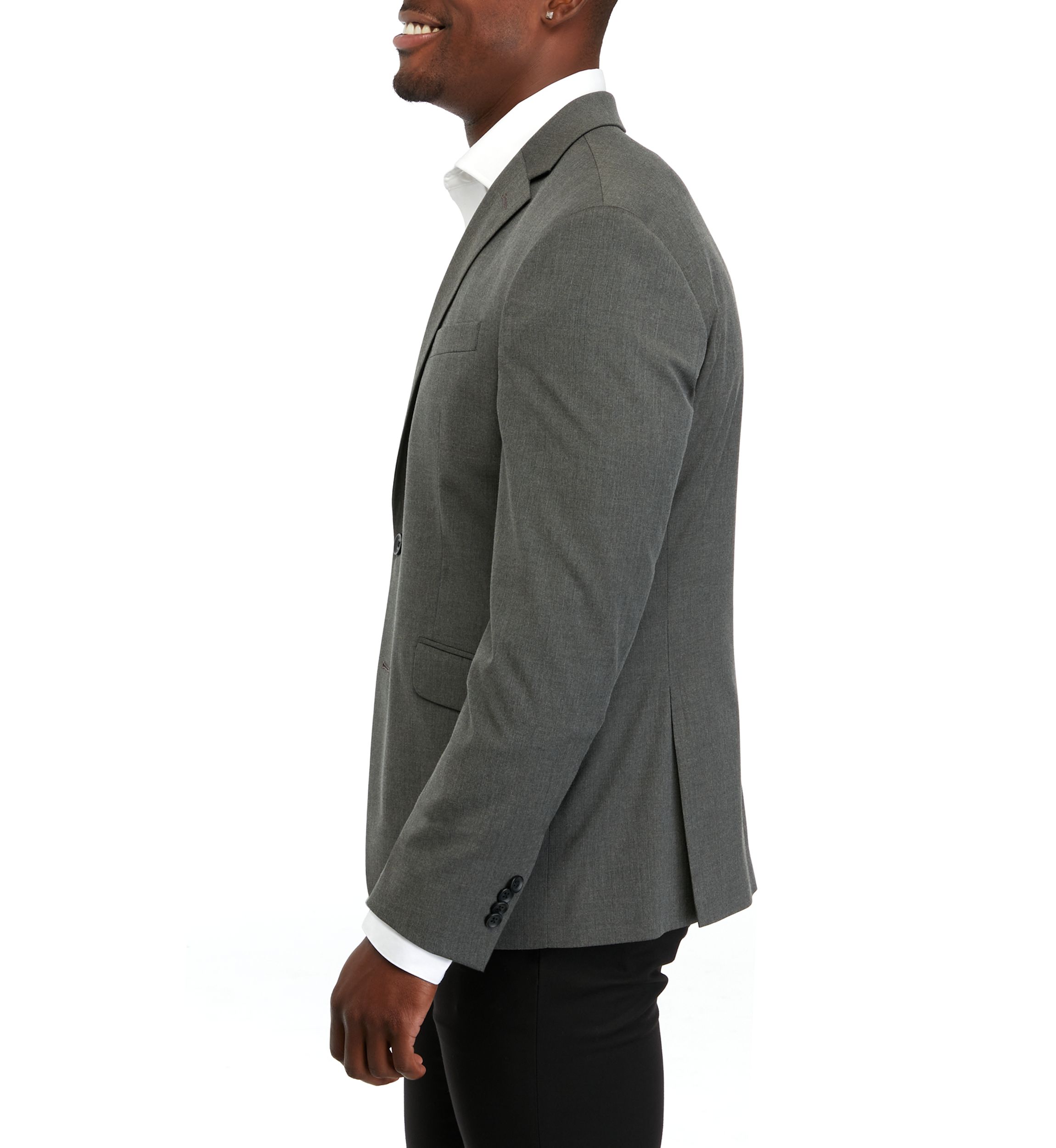 Mens Single Breasted Gray Stripe Sport Coat