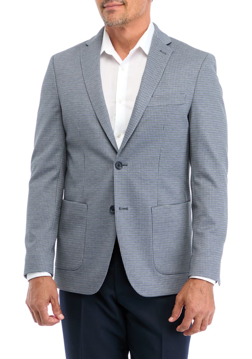 Houndstooth Knit Regular Techni-Front Sport Coat 