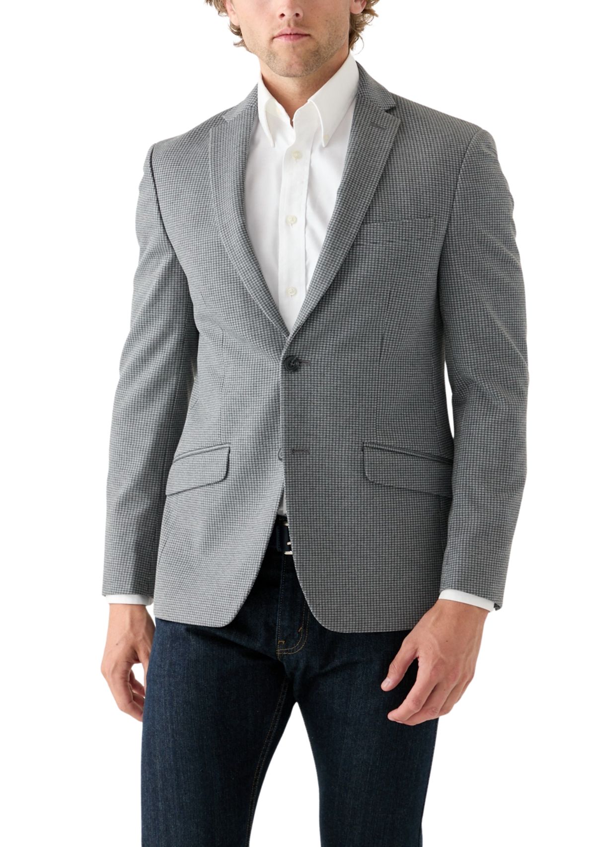 Mens Gray Black Check Printed Suit Separate Jacket
