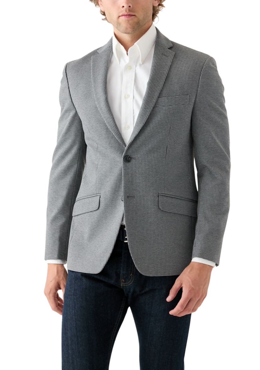 Mens Gray Black Check Printed Suit Separate Jacket