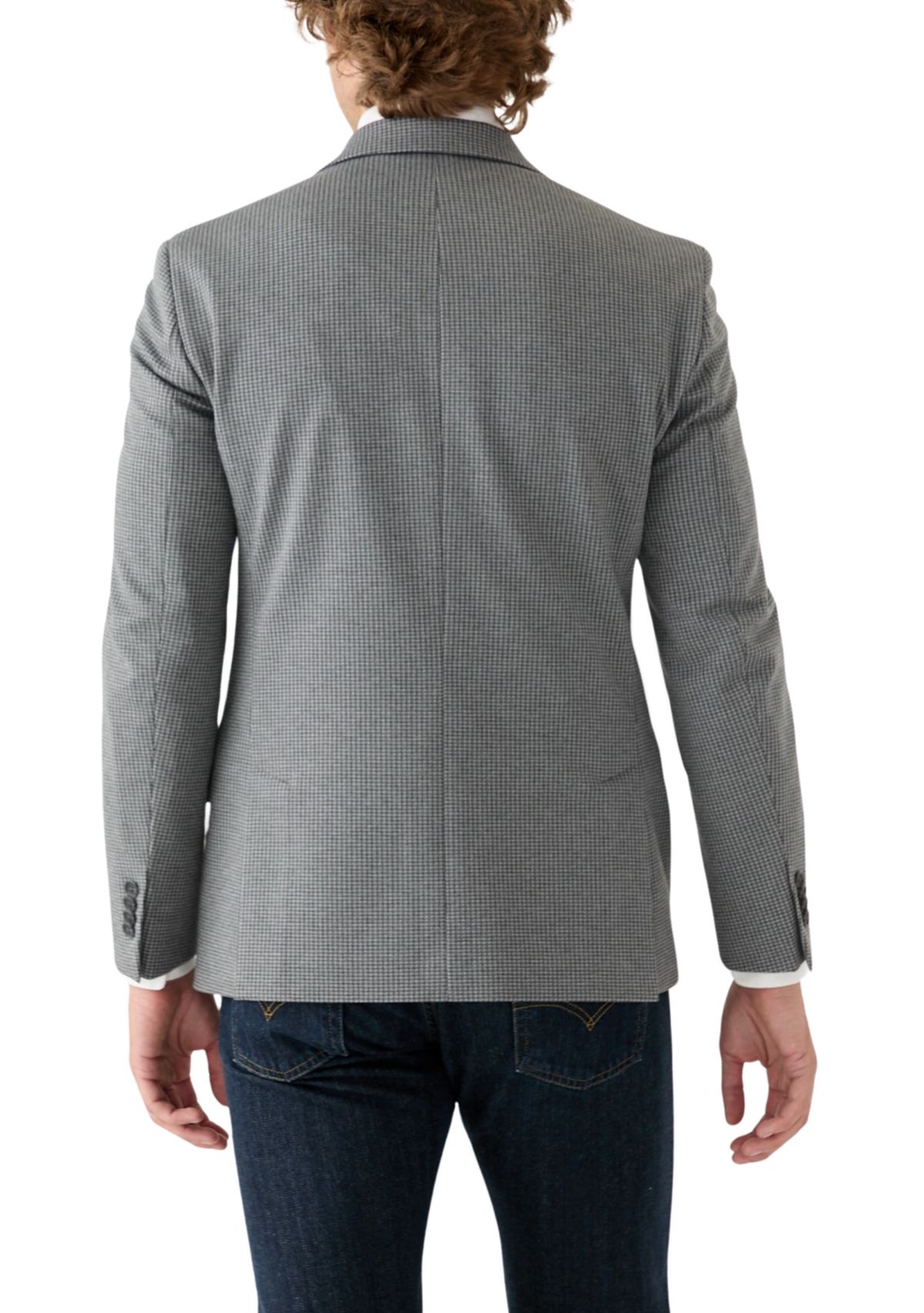 Mens Gray Black Check Printed Suit Separate Jacket