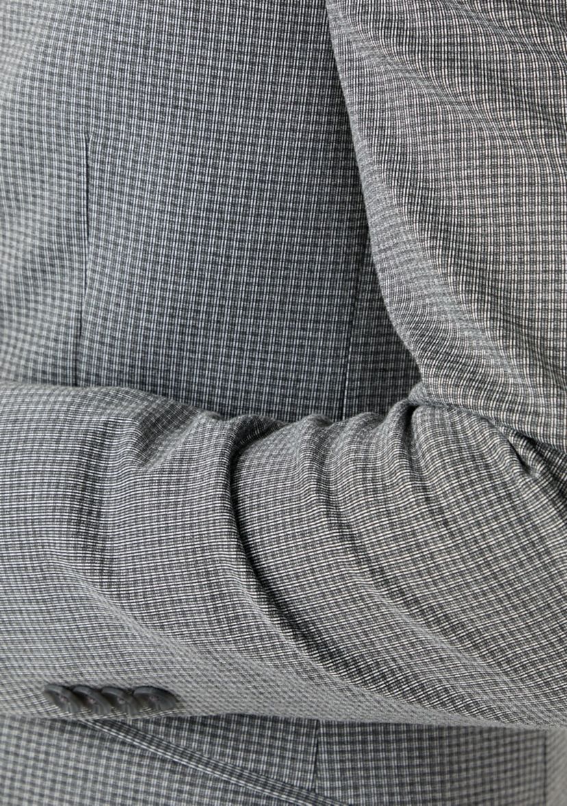 Mens Gray Black Check Printed Suit Separate Jacket