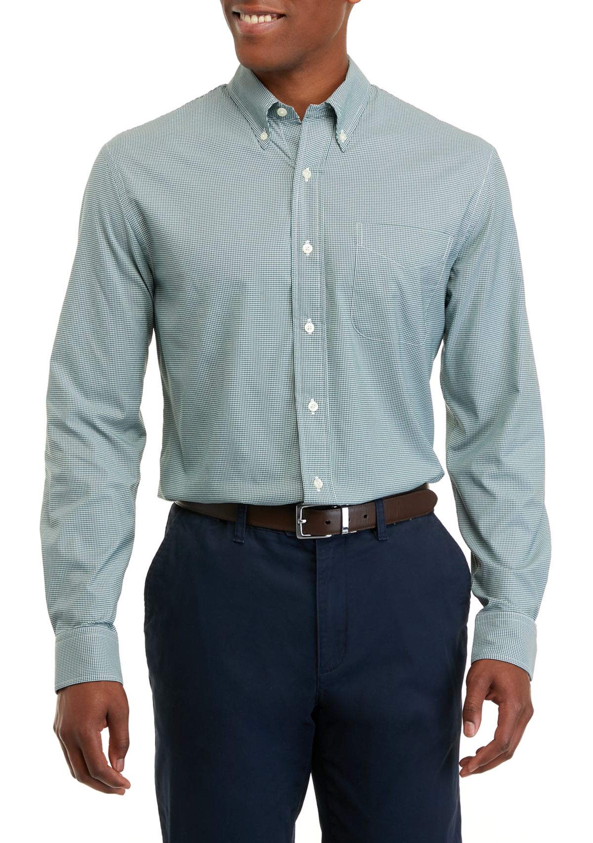 Mens Long Sleeve Woven Button Down Dress Shirt