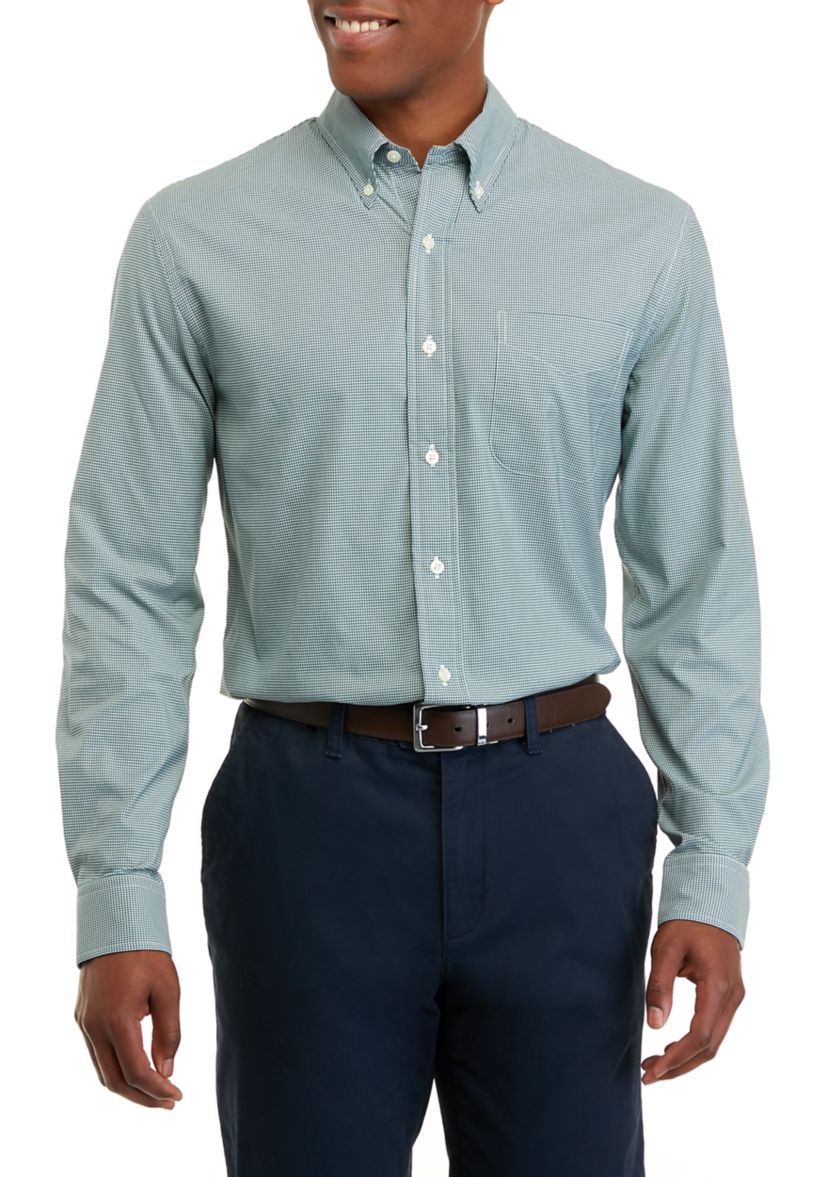Mens Long Sleeve Woven Button Down Dress Shirt