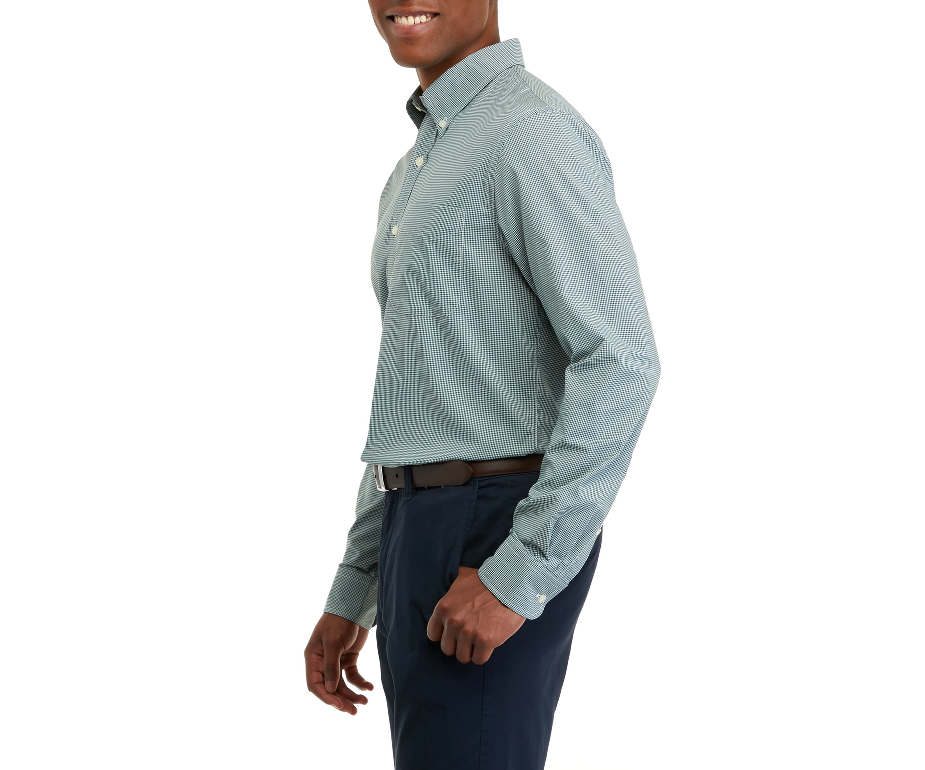 Mens Long Sleeve Woven Button Down Dress Shirt