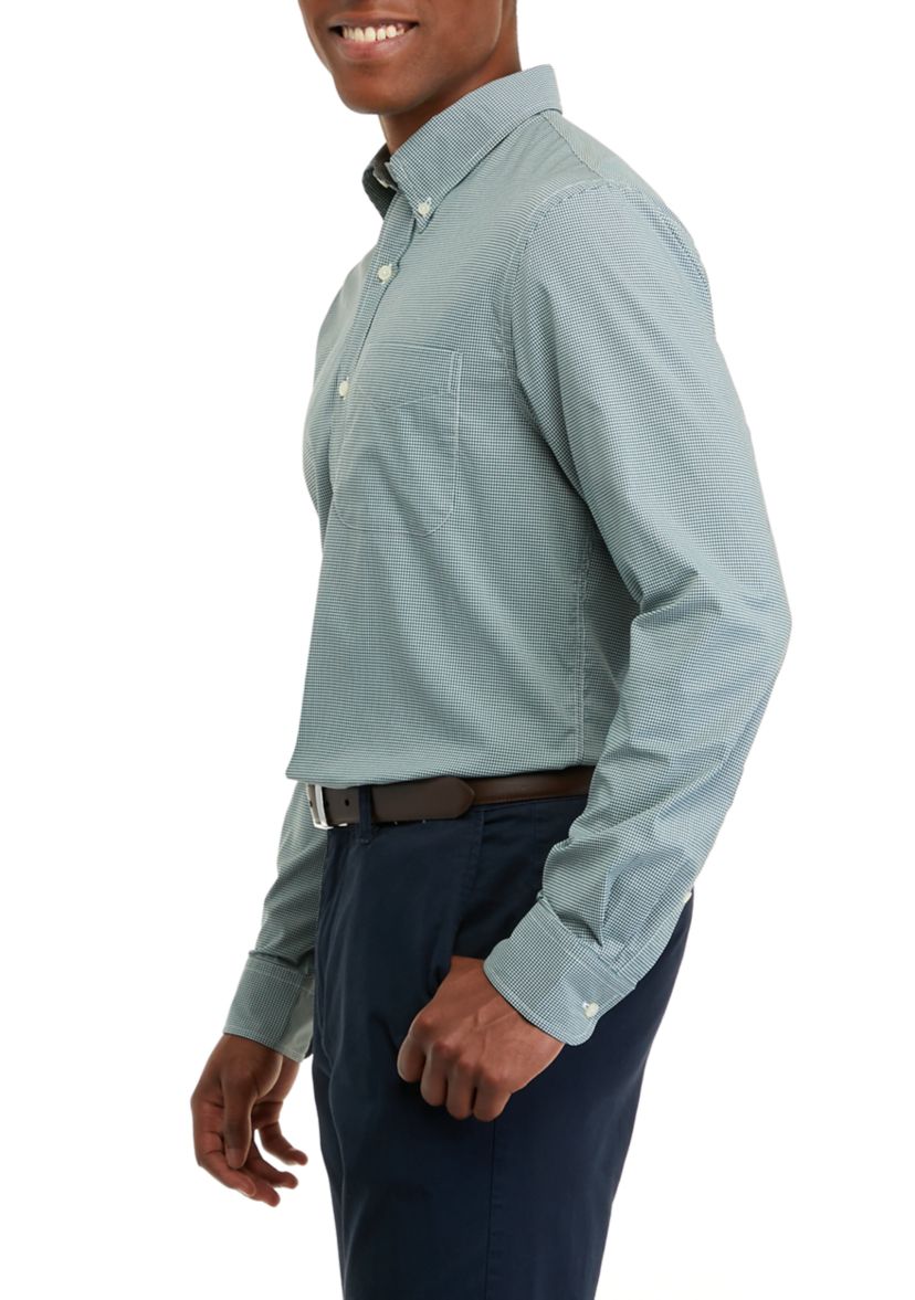 Mens Long Sleeve Woven Button Down Dress Shirt