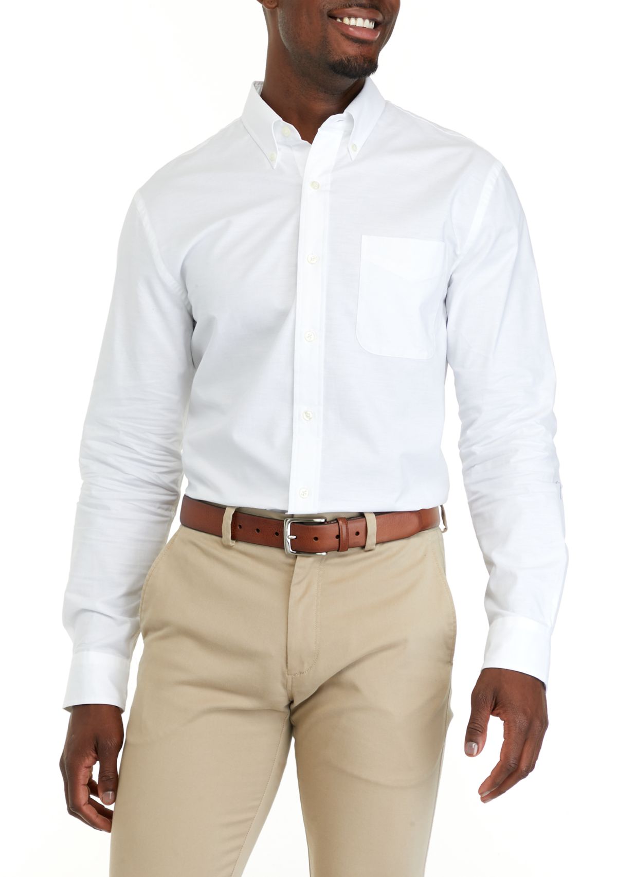Mens Long Sleeve Woven Button Down Oxford Shirt