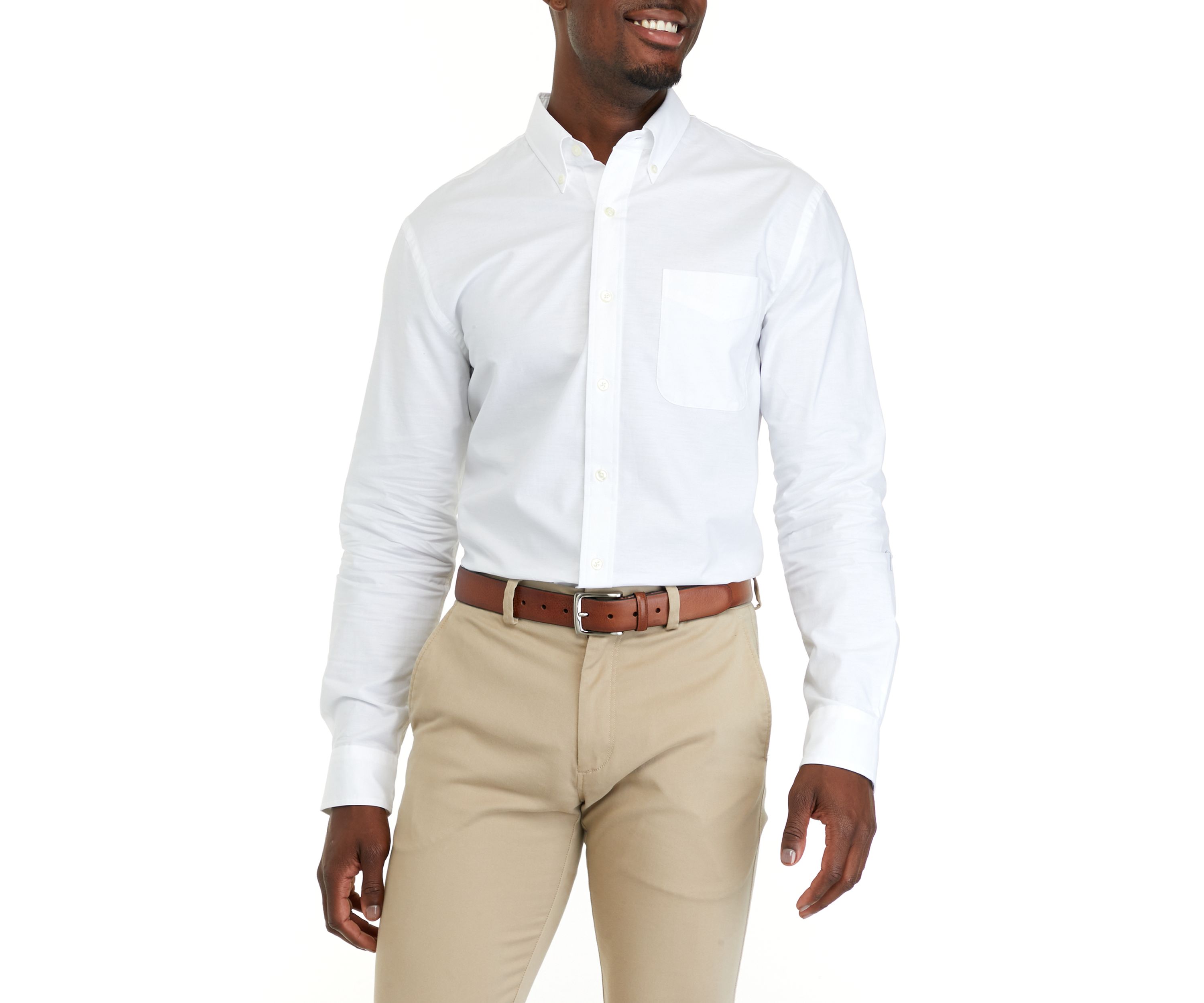 Mens Long Sleeve Woven Button Down Oxford Shirt