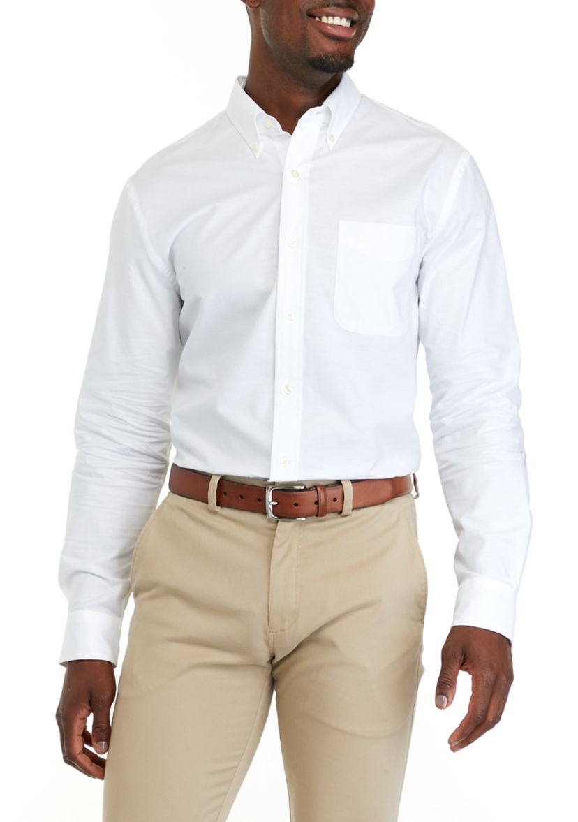 Mens Long Sleeve Woven Button Down Oxford Shirt