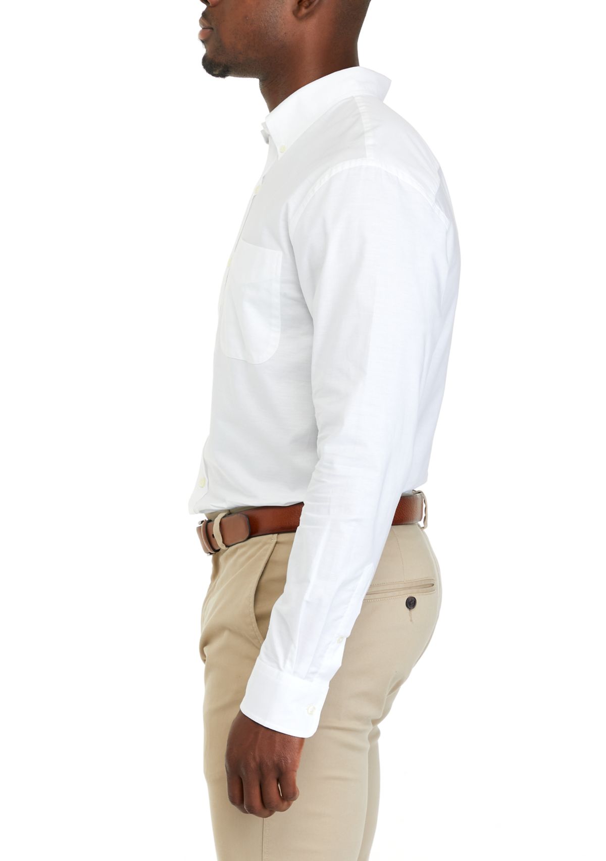 Mens Long Sleeve Woven Button Down Oxford Shirt