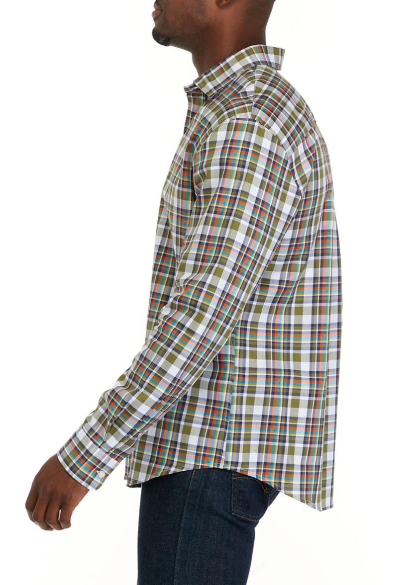 Mens Long Sleeve Woven Plaid Shirt