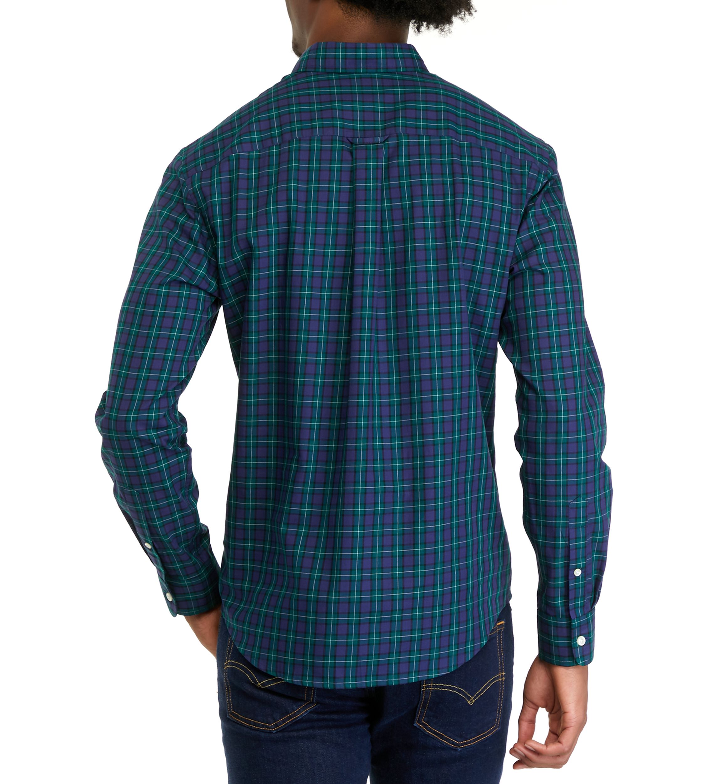Mens Long Sleeve Woven Button Down Plaid Shirt