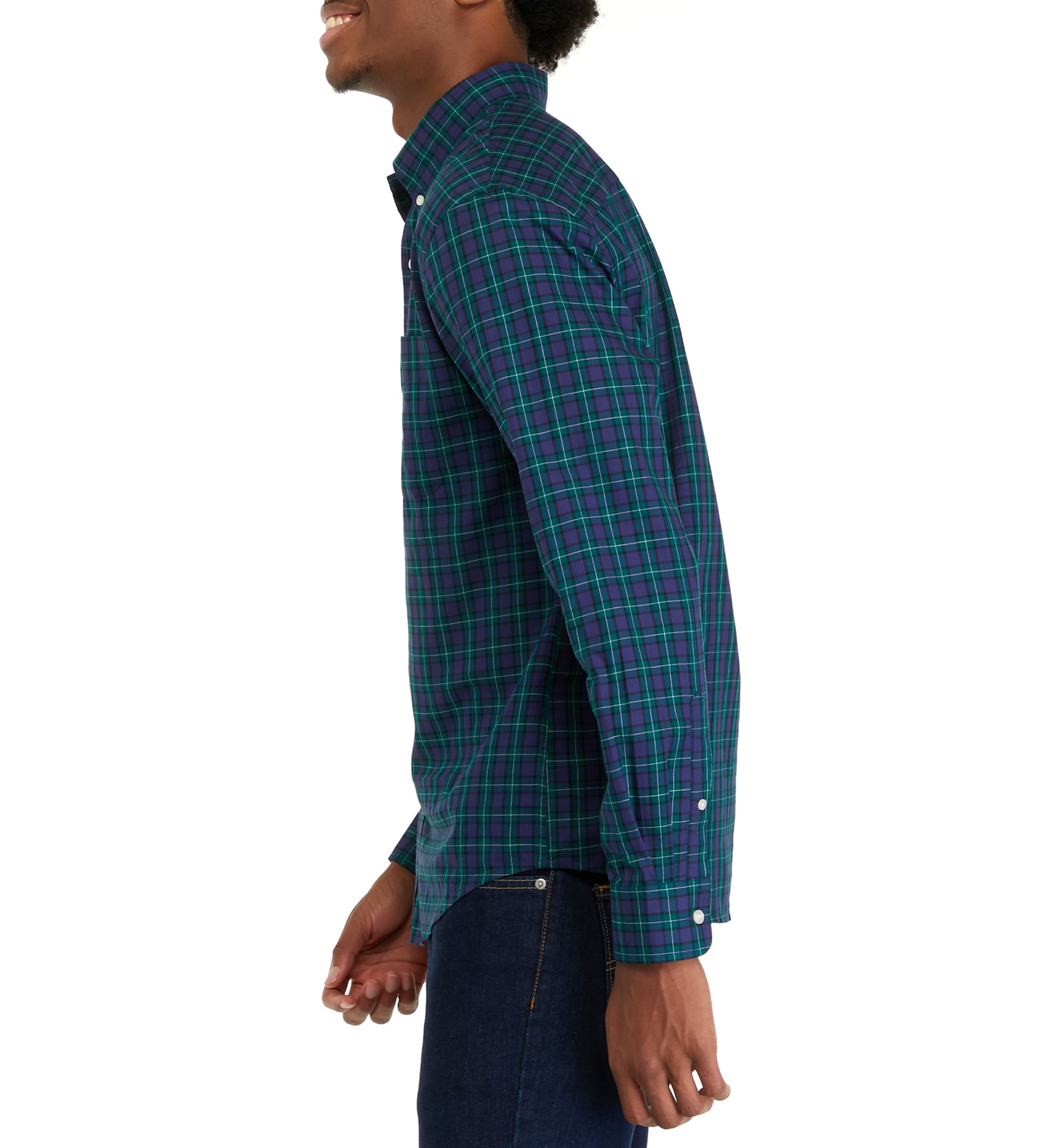 Mens Long Sleeve Woven Button Down Plaid Shirt