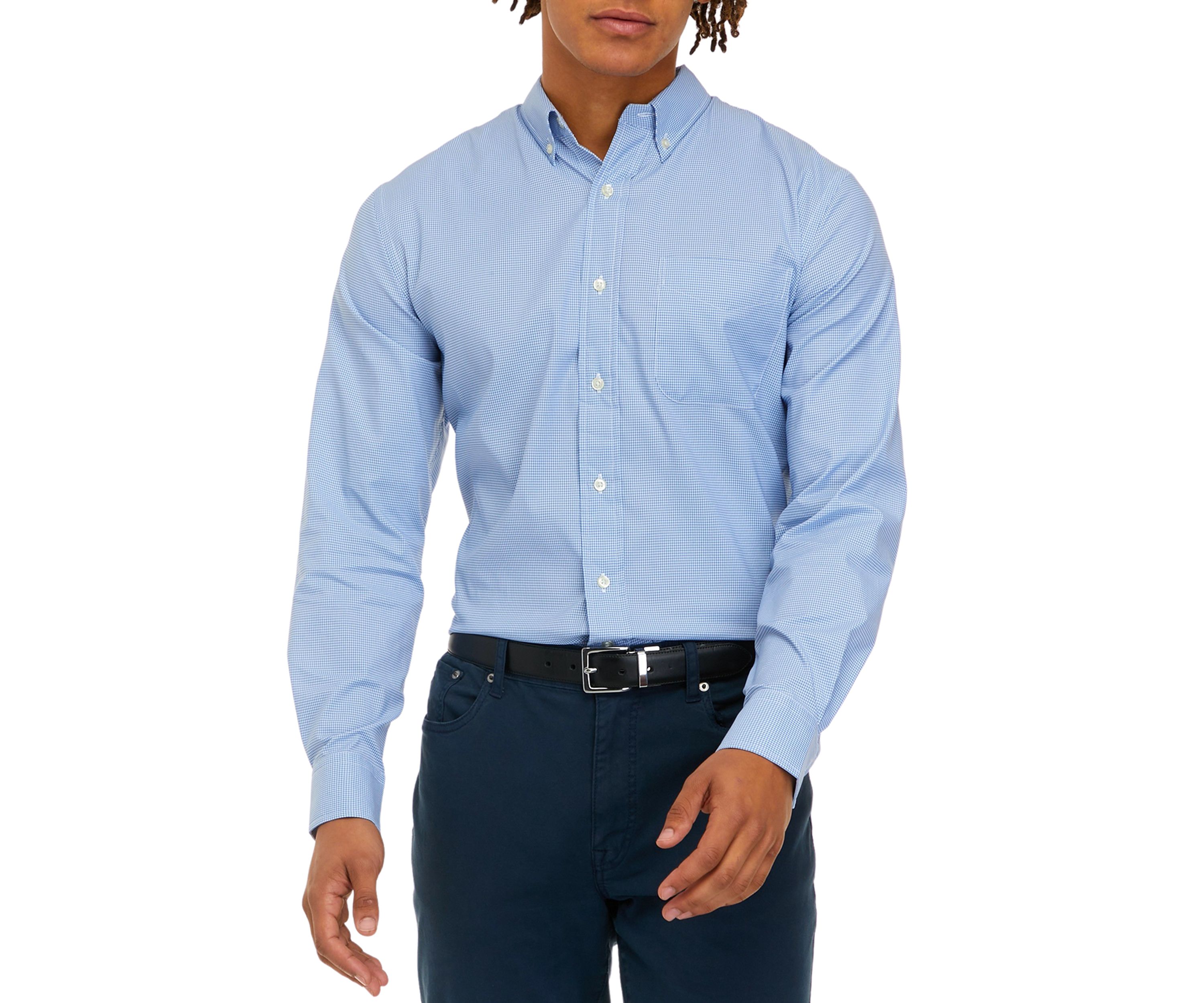 Mens Long Sleeve Woven Button Down Plaid Shirt
