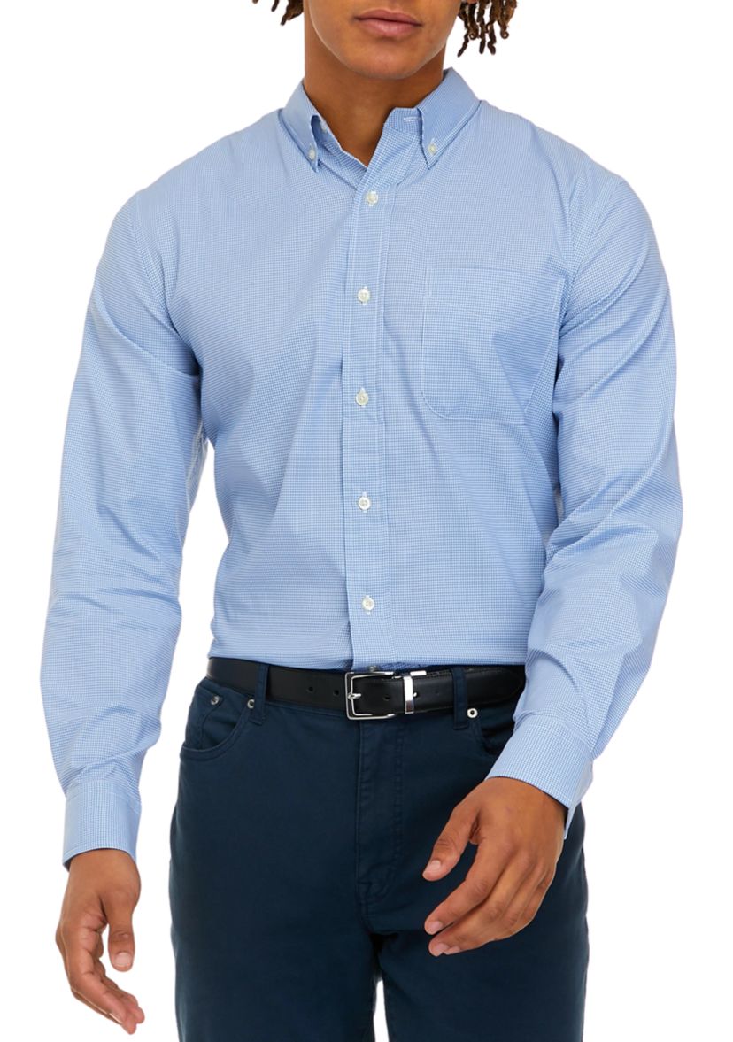 Mens Long Sleeve Woven Button Down Plaid Shirt