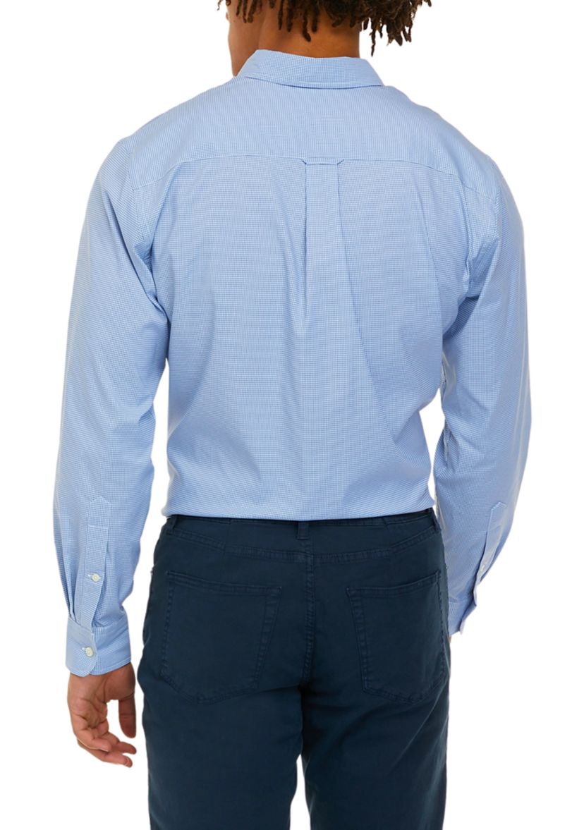 Mens Long Sleeve Woven Button Down Plaid Shirt