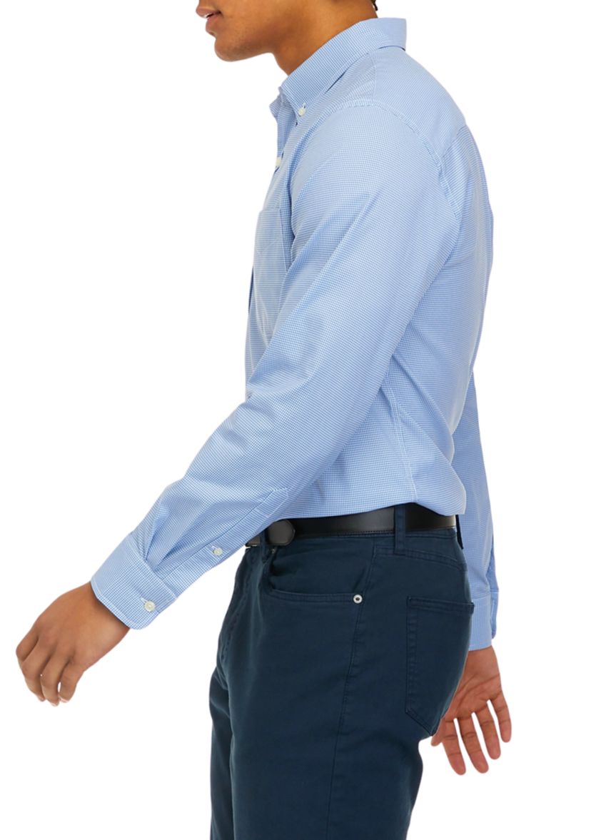 Mens Long Sleeve Woven Button Down Plaid Shirt