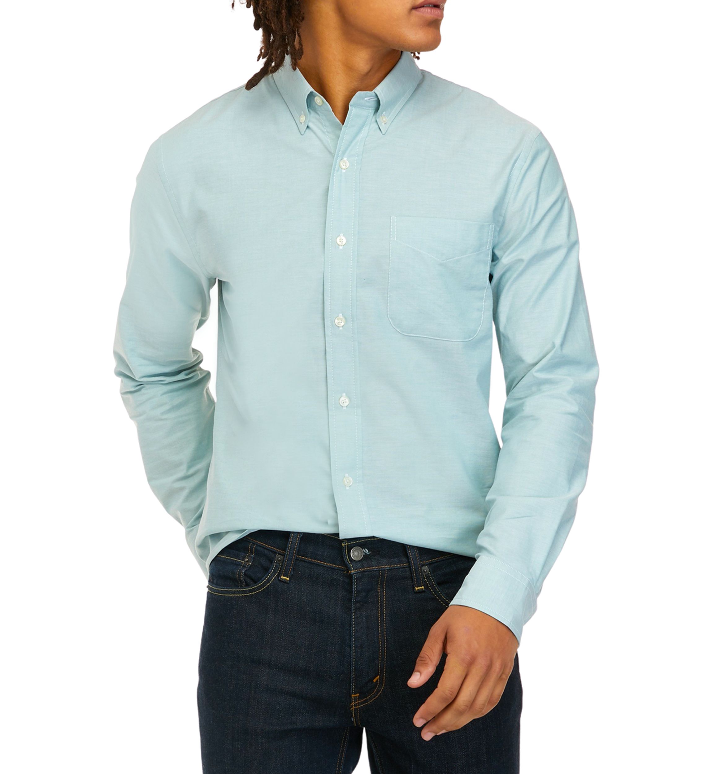 Mens Long Sleeve Woven Button Down Oxford Shirt