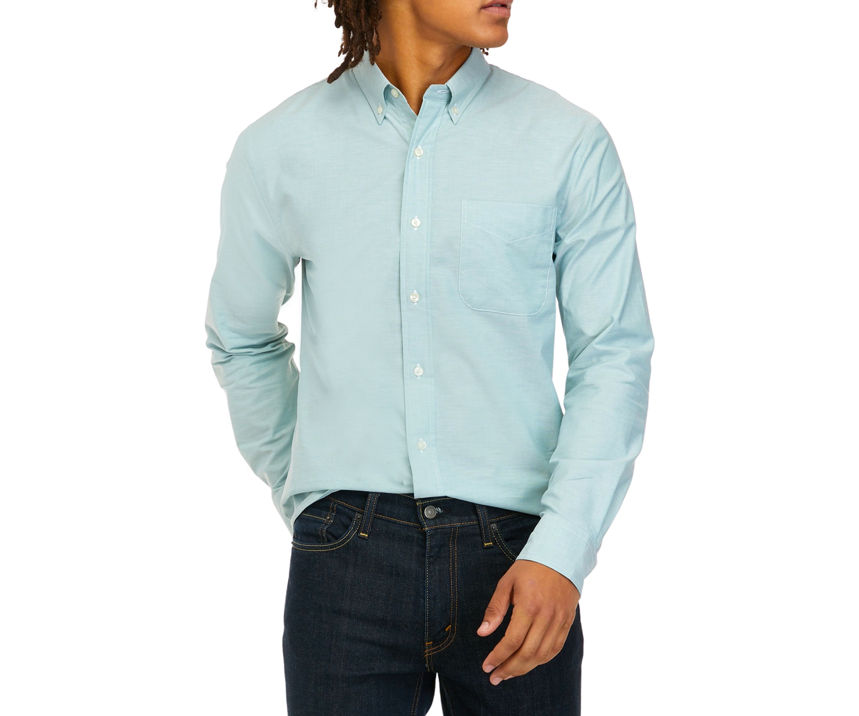 Mens Long Sleeve Woven Button Down Oxford Shirt