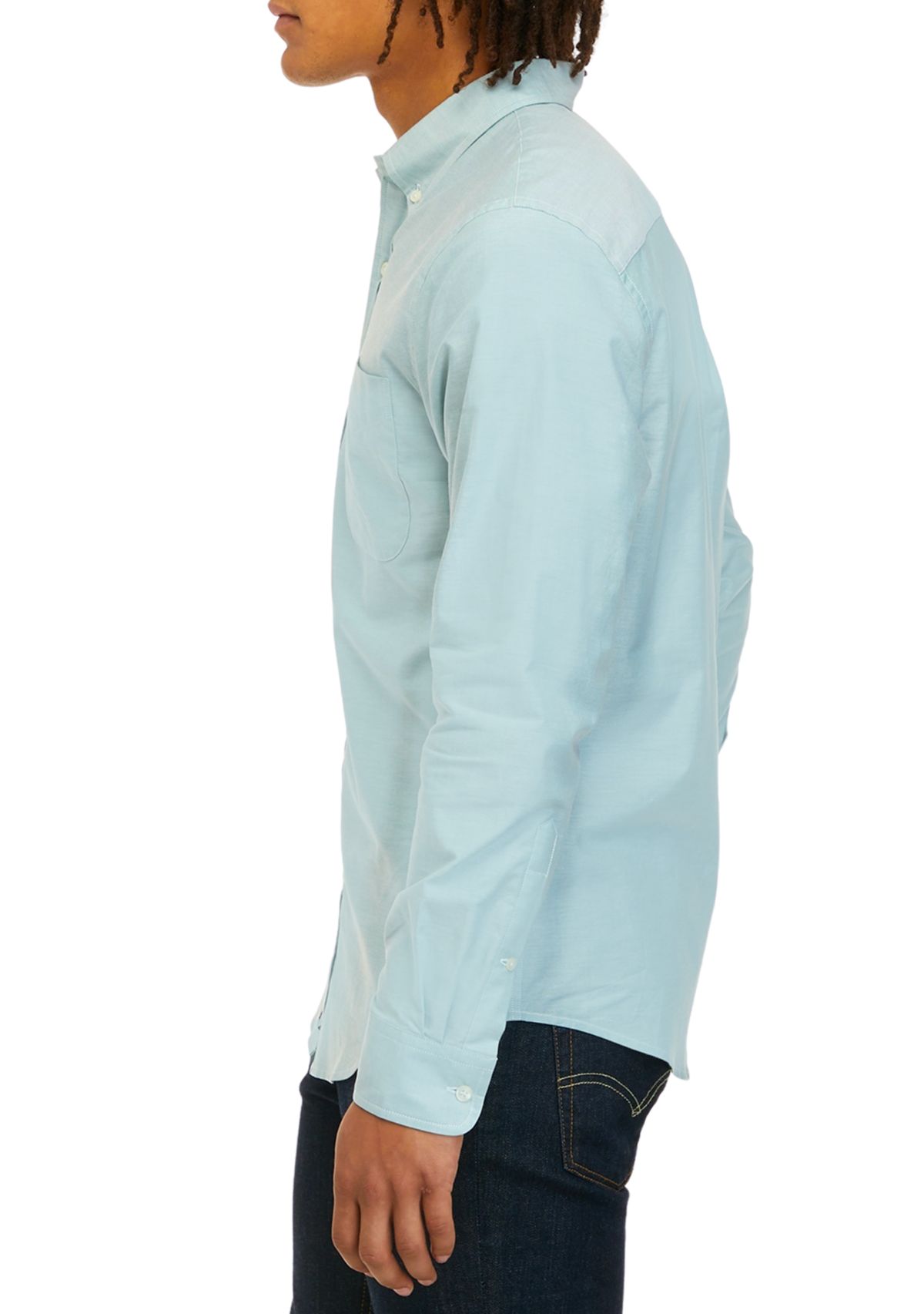 Mens Long Sleeve Woven Button Down Oxford Shirt