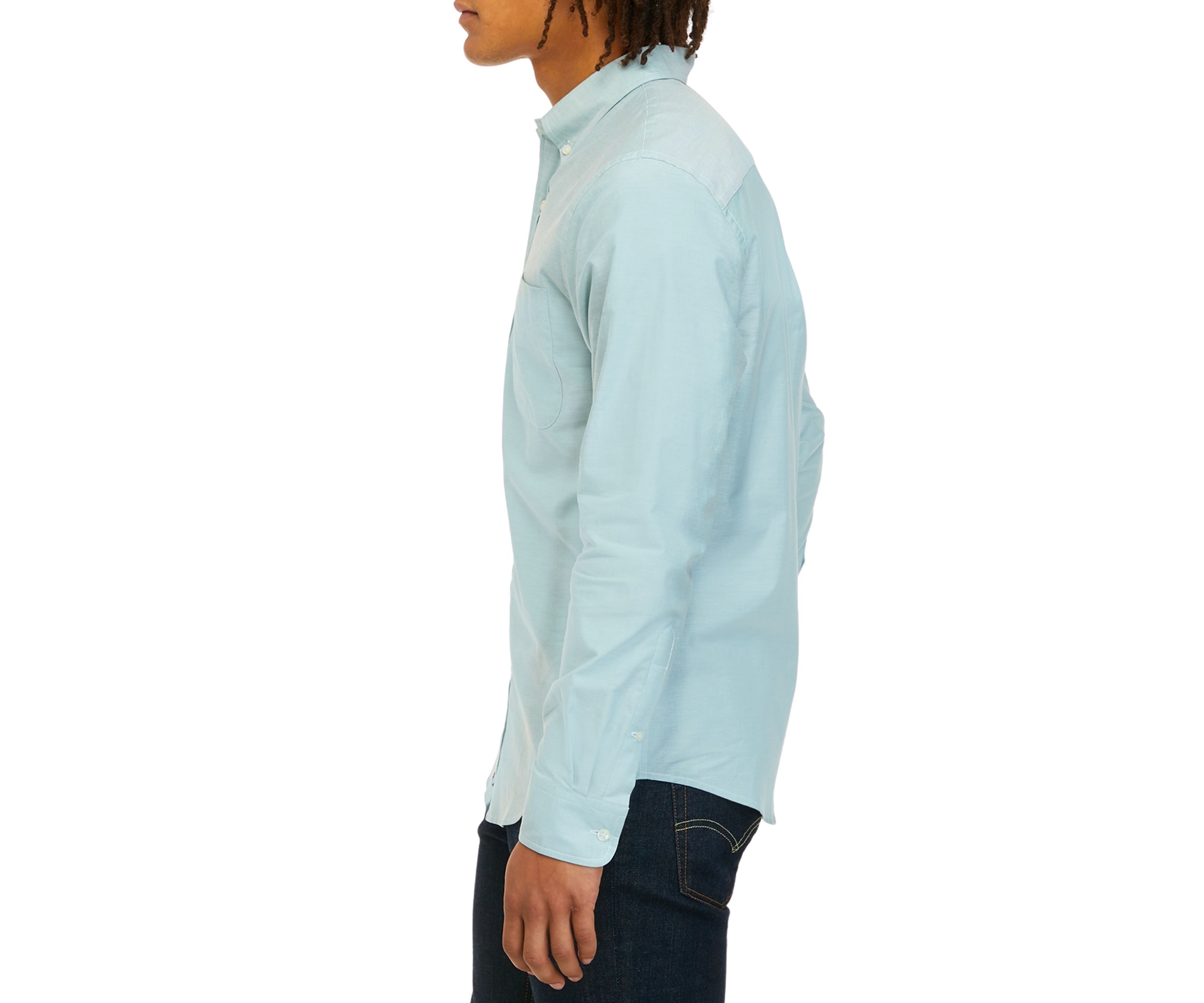 Mens Long Sleeve Woven Button Down Oxford Shirt