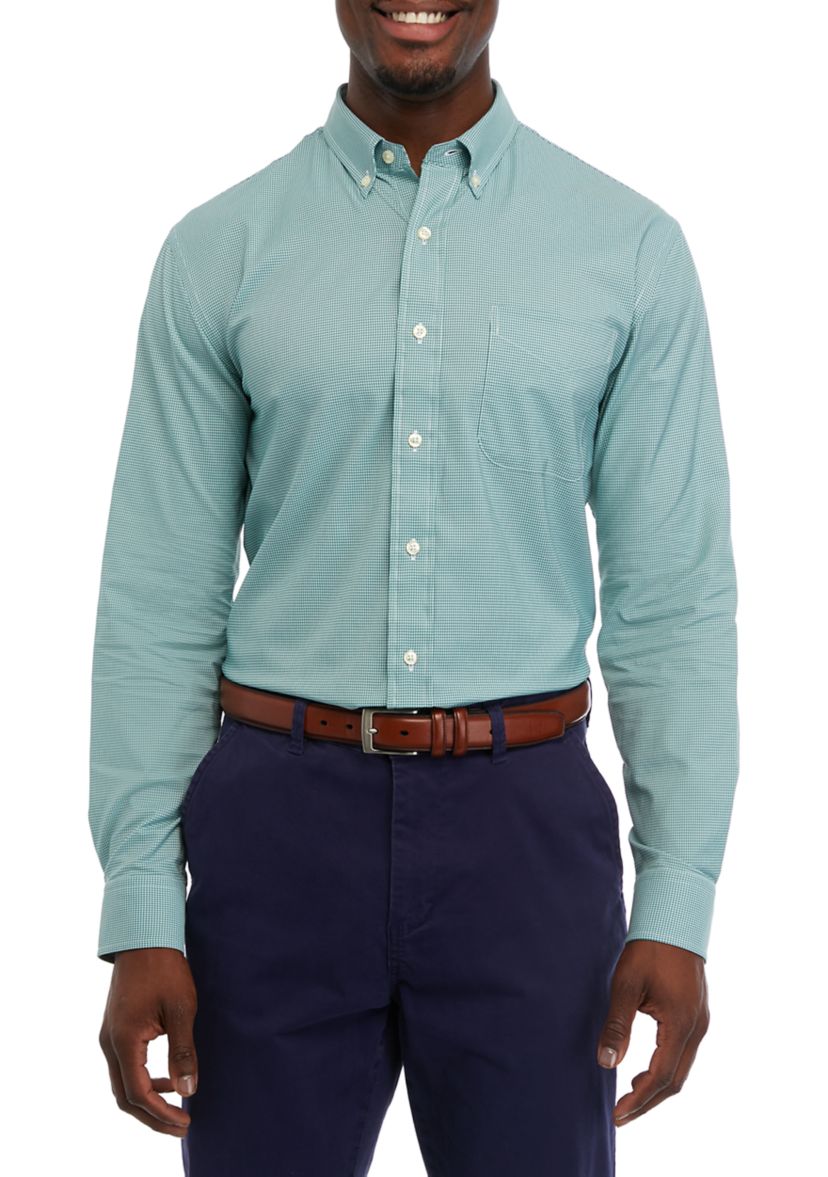 Mens Woven Plaid Button Down Shirt 