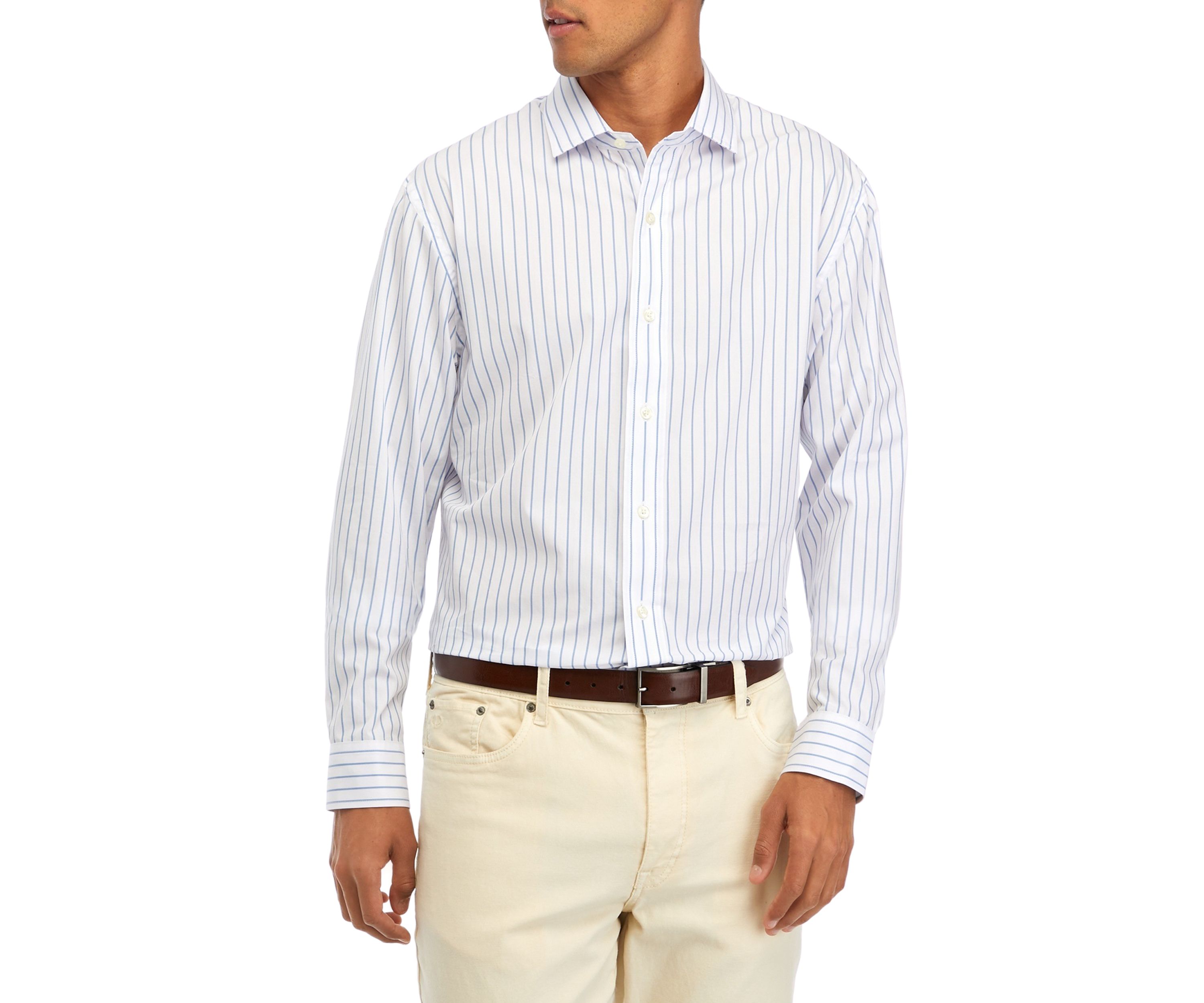 Long Sleeve Woven Striped Button Up Shirt 