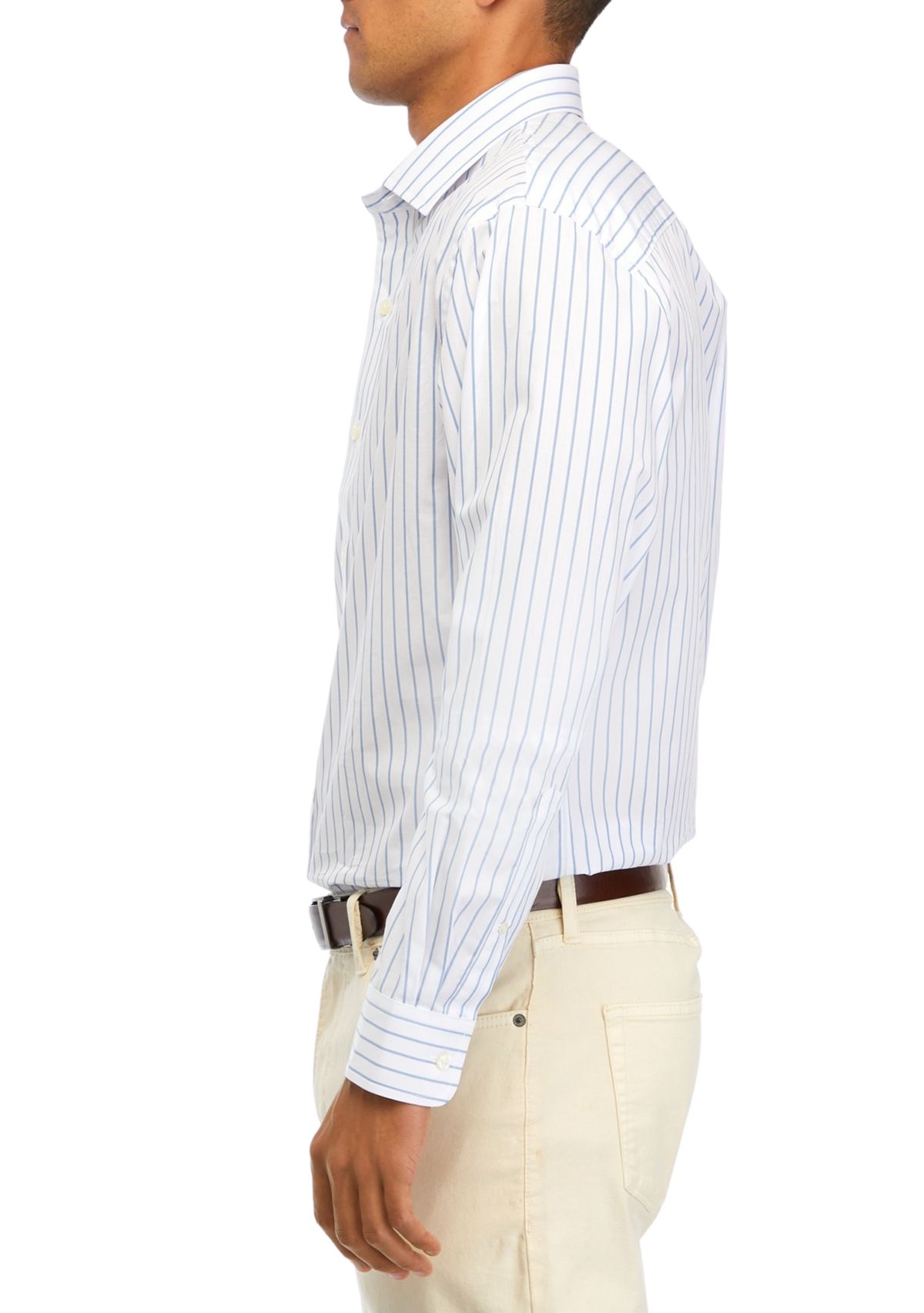 Long Sleeve Woven Striped Button Up Shirt 