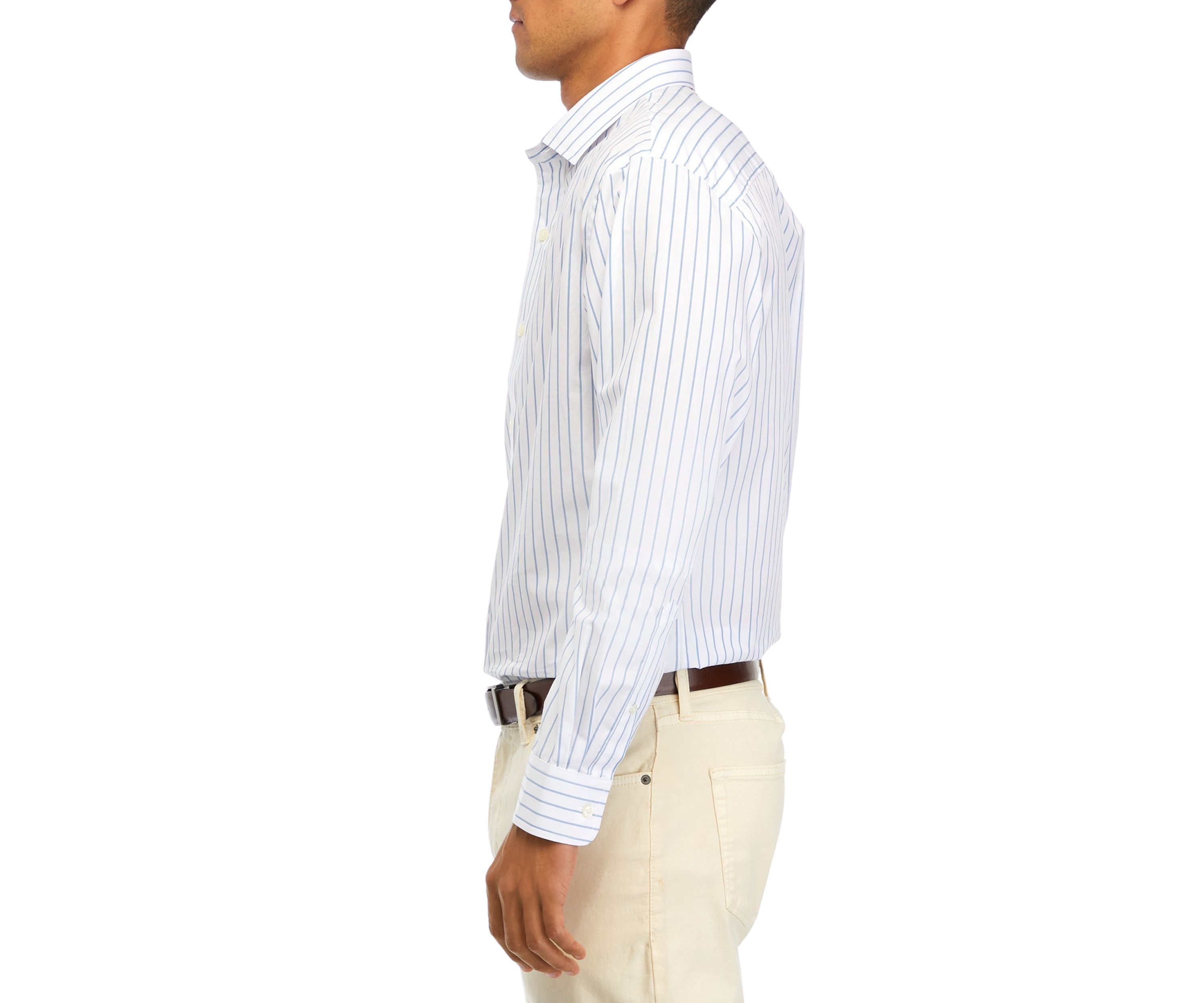 Long Sleeve Woven Striped Button Up Shirt 