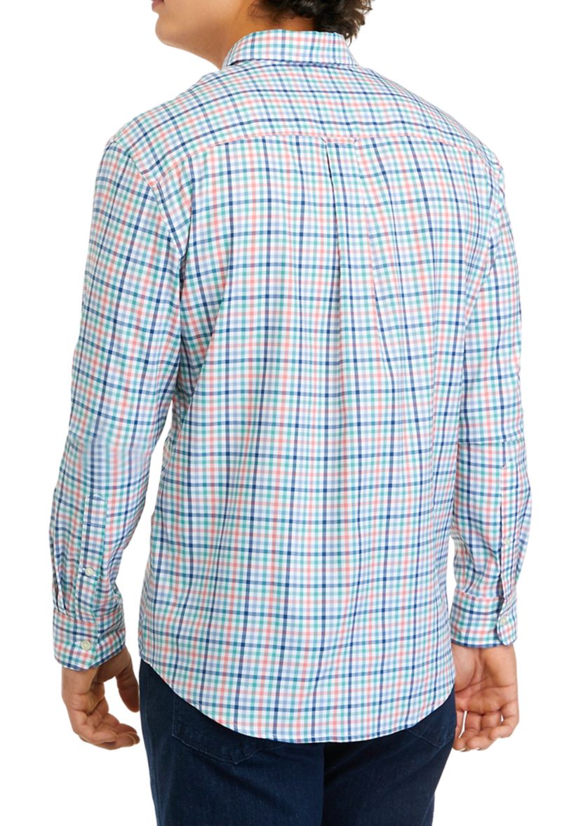 Mens Long Sleeve Woven Plaid Button Down Shirt