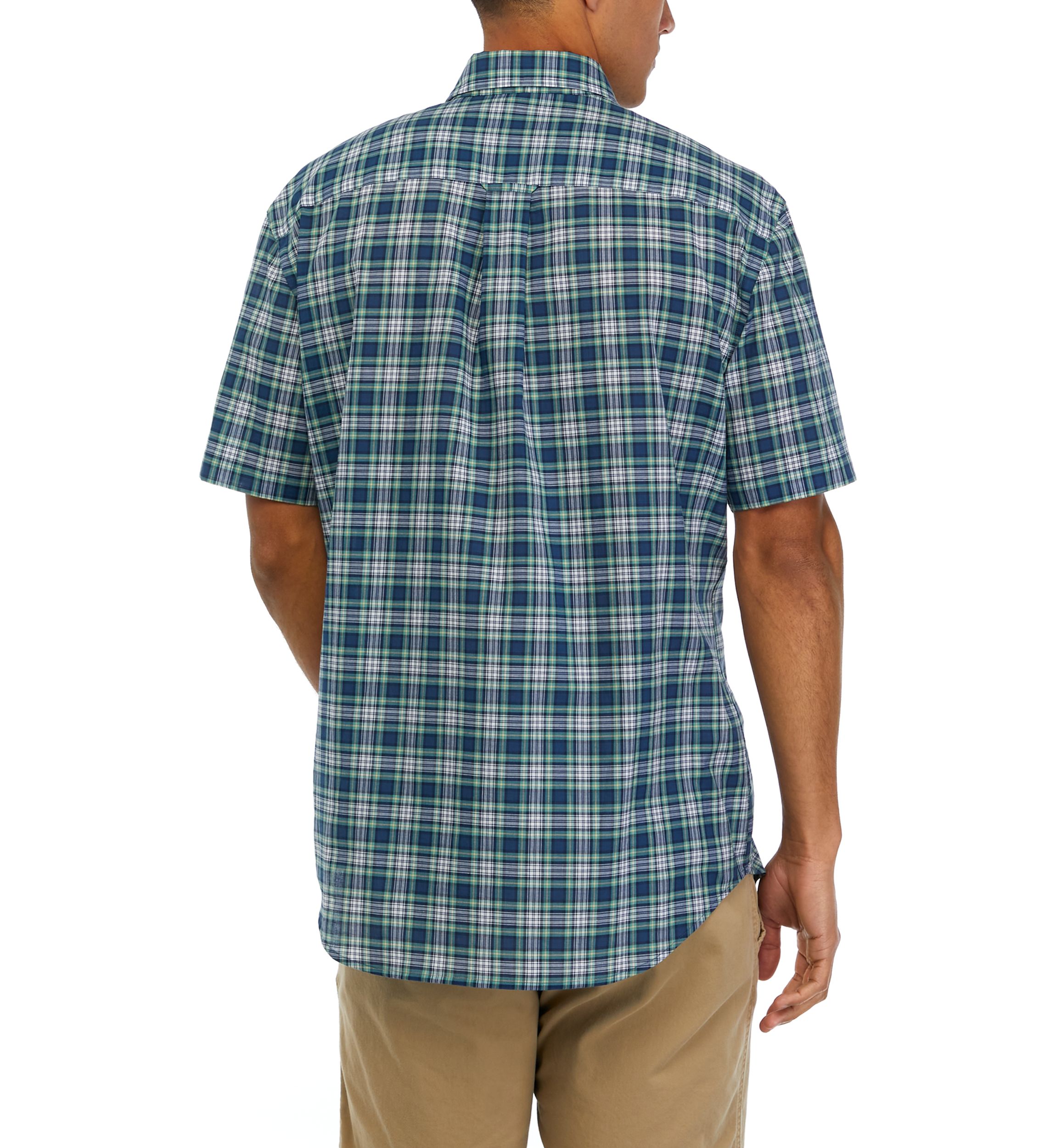 Mens Poplin Plaid Woven Shirt