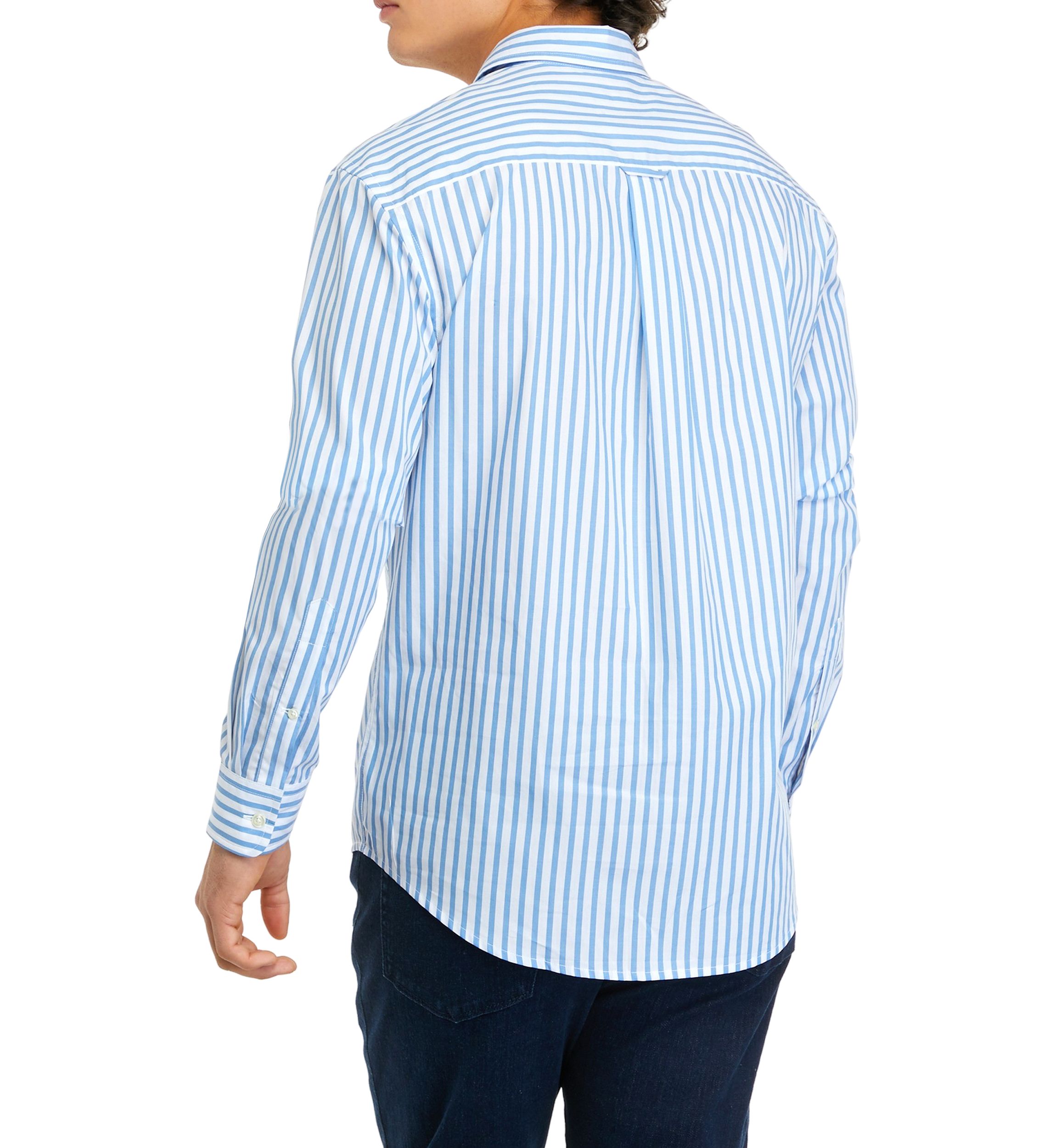 Mens Long Sleeve Woven Spread Collar Striped Shirt