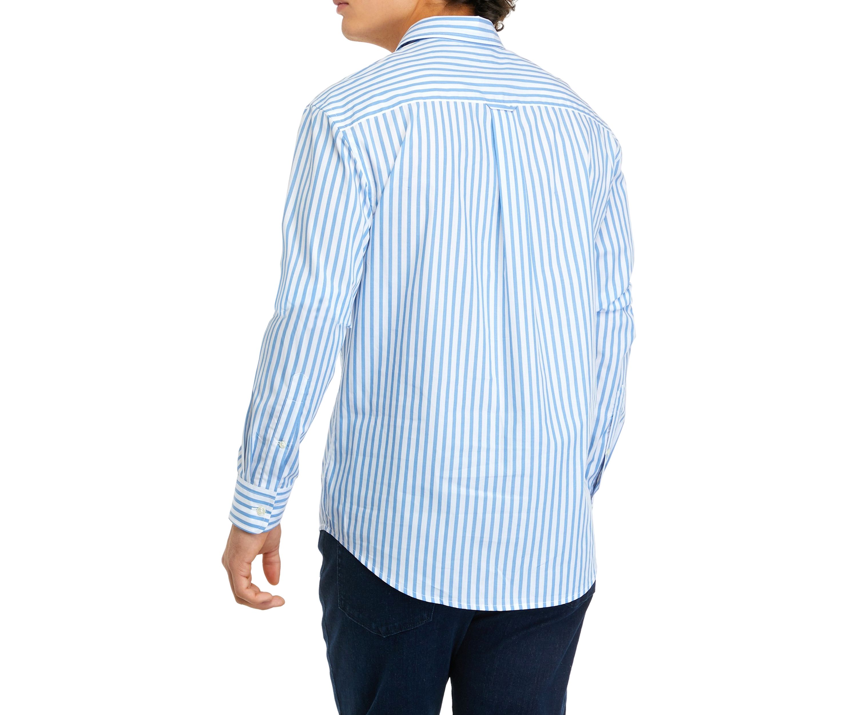 Mens Long Sleeve Woven Spread Collar Striped Shirt