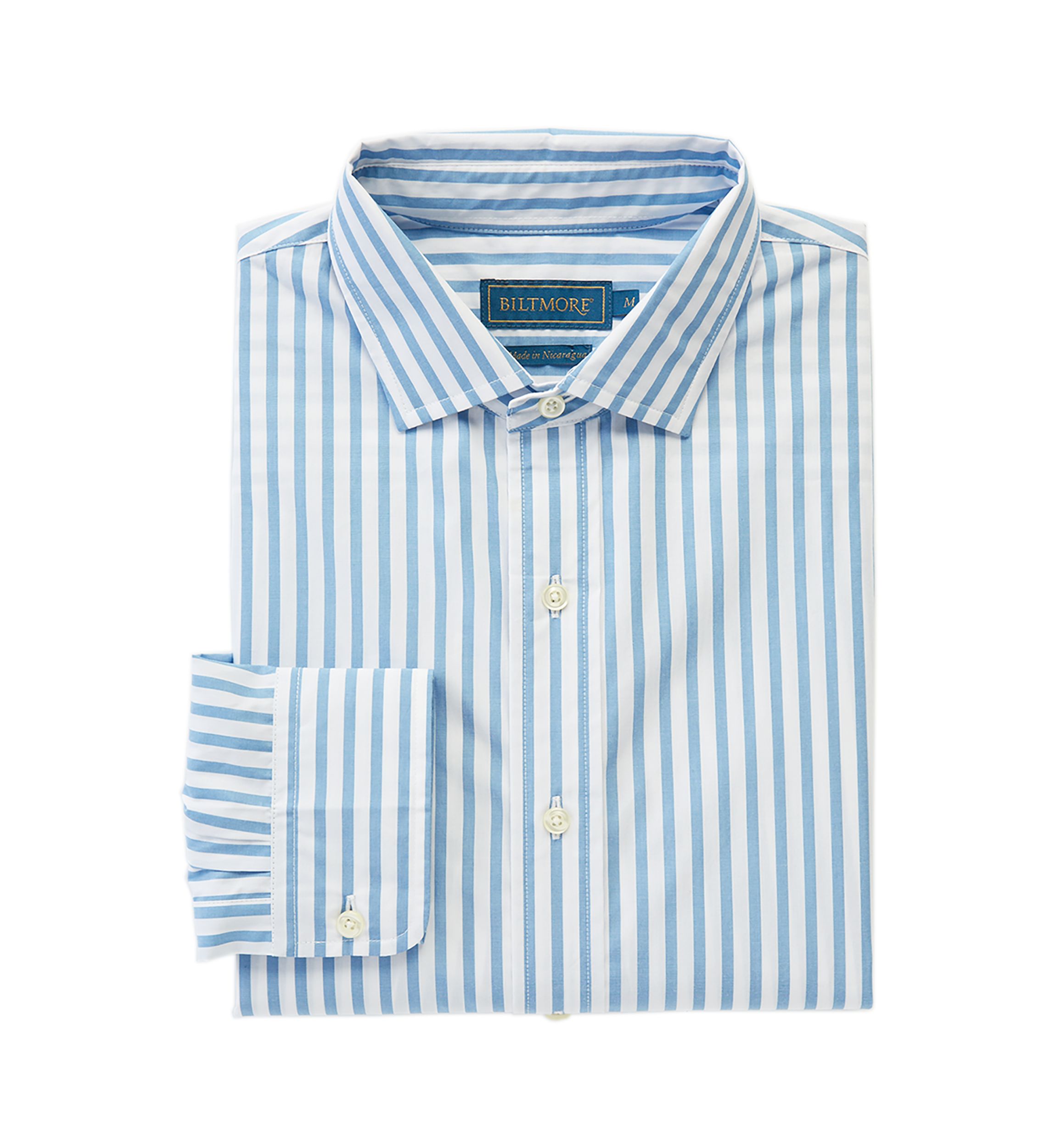 Mens Long Sleeve Woven Spread Collar Striped Shirt