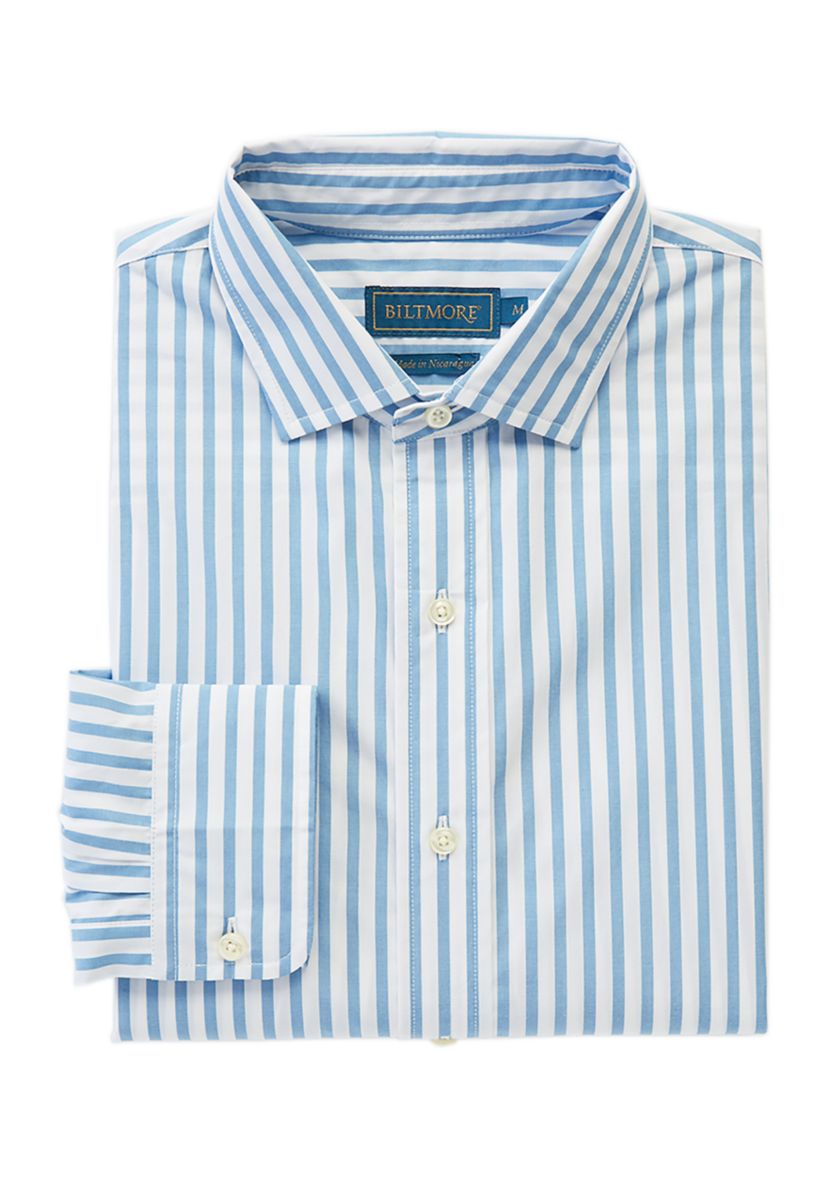 Mens Long Sleeve Woven Spread Collar Striped Shirt